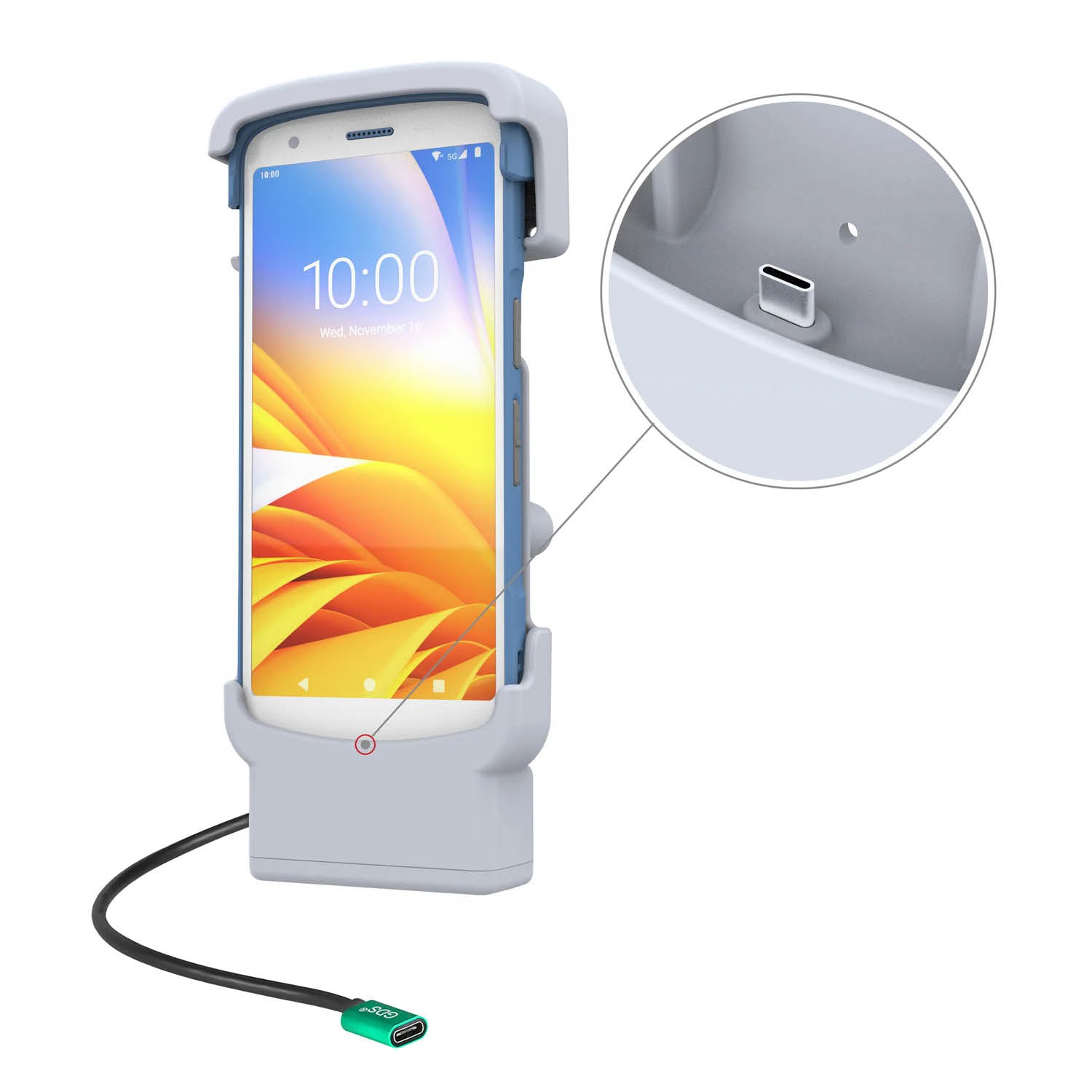 RAM Mounts Form-Fit Halteschale für Zebra HC20 & HC50 - USB-C-Anschluss - Hellgrau