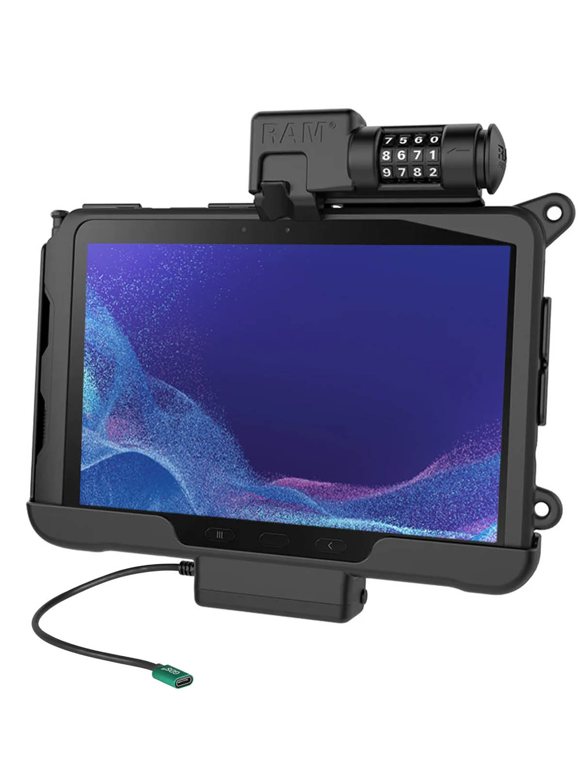 RAM Mounts Form-Fit Halteschale (Zahlenschloss) für Samsung Tab Active4 Pro & Active5 Pro - in OEM/RAM Schutzhülle - USB-C-Anschluss