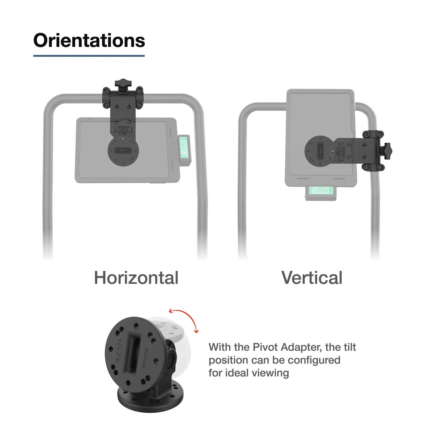 RAM Mounts Drehgelenk-Befestigung mit schwenkbarer 2- & 4-Loch AMPS Aufnahme für Tough-Bar™