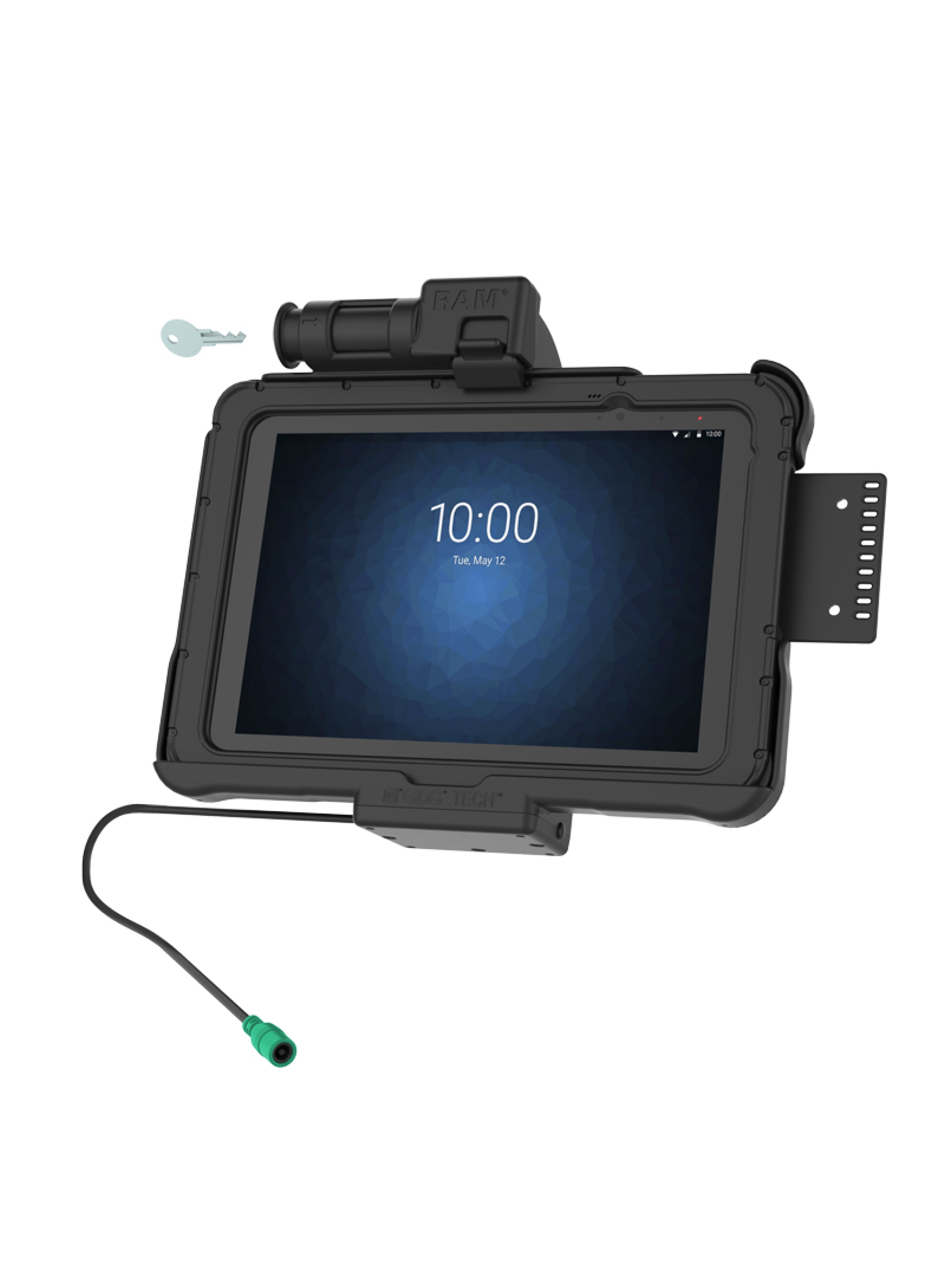 RAM Mounts Form-Fit Halteschale (Schlüsselverriegelung) für Zebra ET5x 10.1“ Serie - In Rugged Boot - 5.5mm DC-Anschluss
