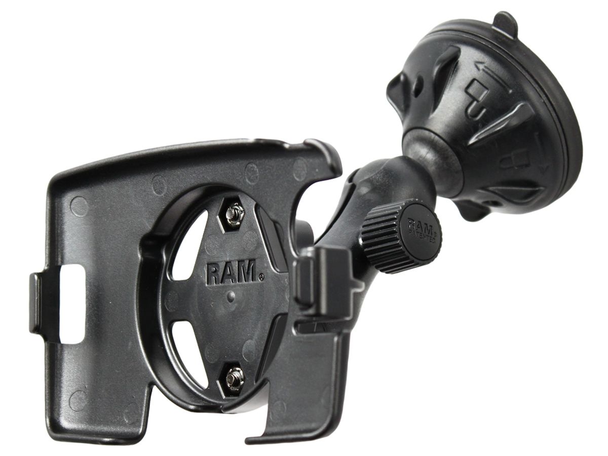 RAM Mounts Verbundstoff Saugfuss-Halterung TomTom 330er Serie - kurzer Verbindungsarm (ca. 50 mm), Diamond-Basisplatte (Trapez), Halteschale, B-Kugel (1 Zoll)