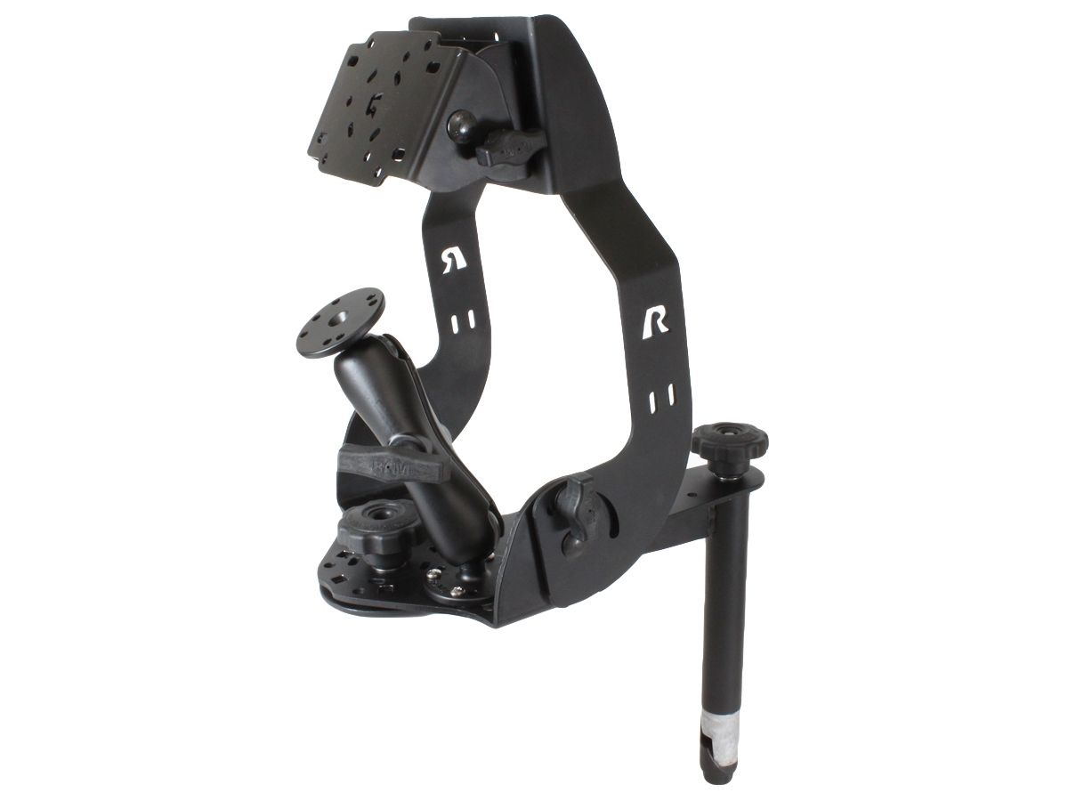 RAM Mounts Display-Halterung, schwenkbar - Tele-Post (203,2 mm lang), mit zusätzlicher RAM-D-101 Anbindung (runde Basisplatte), D-Kugel (2,25 Zoll)