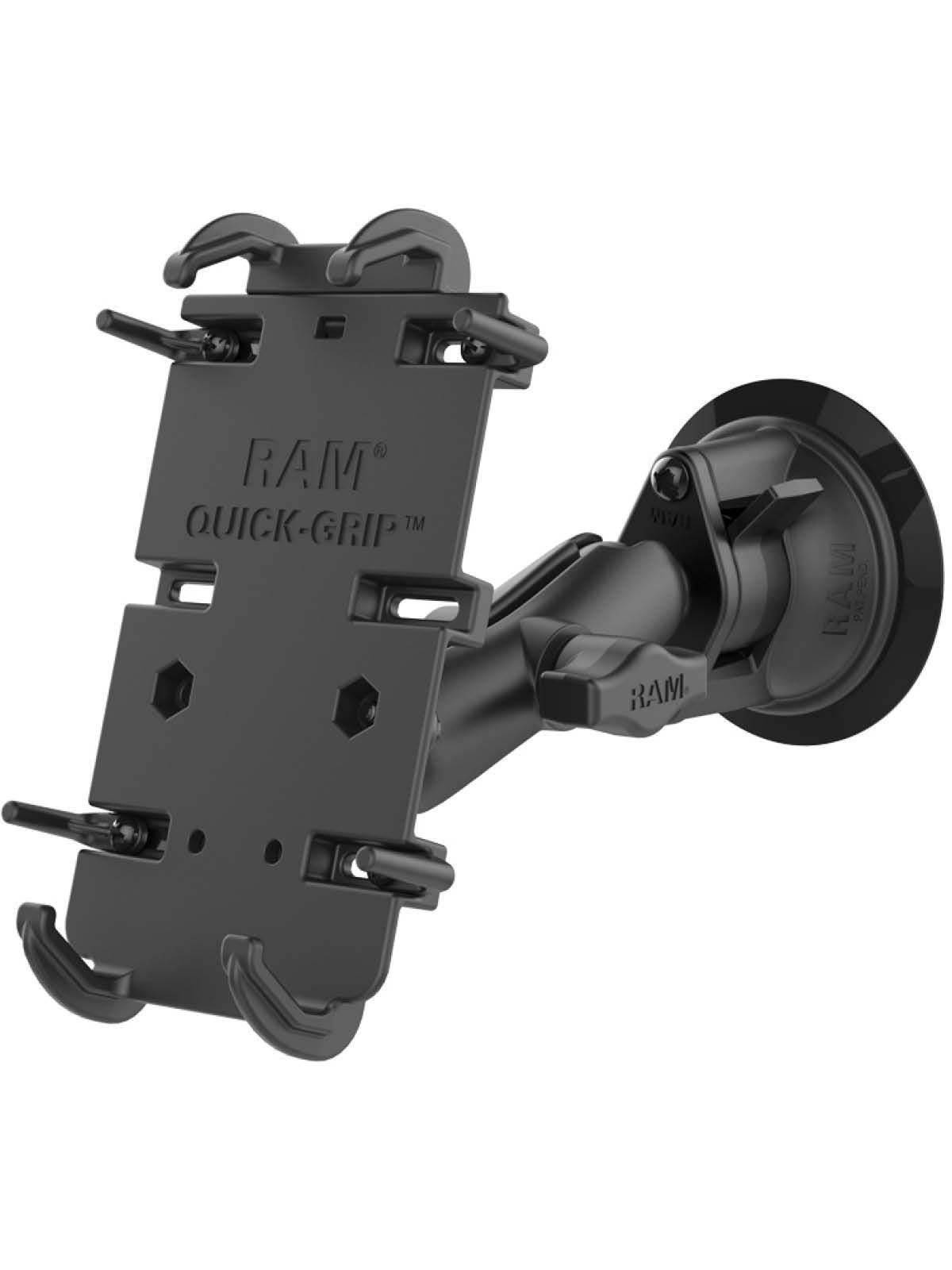 RAM Mounts Quick-Grip XL Universal Saugfuss-Halterung für elektronische Geräte - B-Kugel (1 Zoll), mittlerer Verbindungsarm