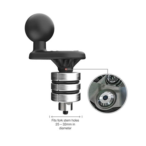 RAM Mounts Motorrad-Basisbefestigung Lenkerkopf - B-Kugel (1 Zoll), für Innendurchmesser 25-32 mm
