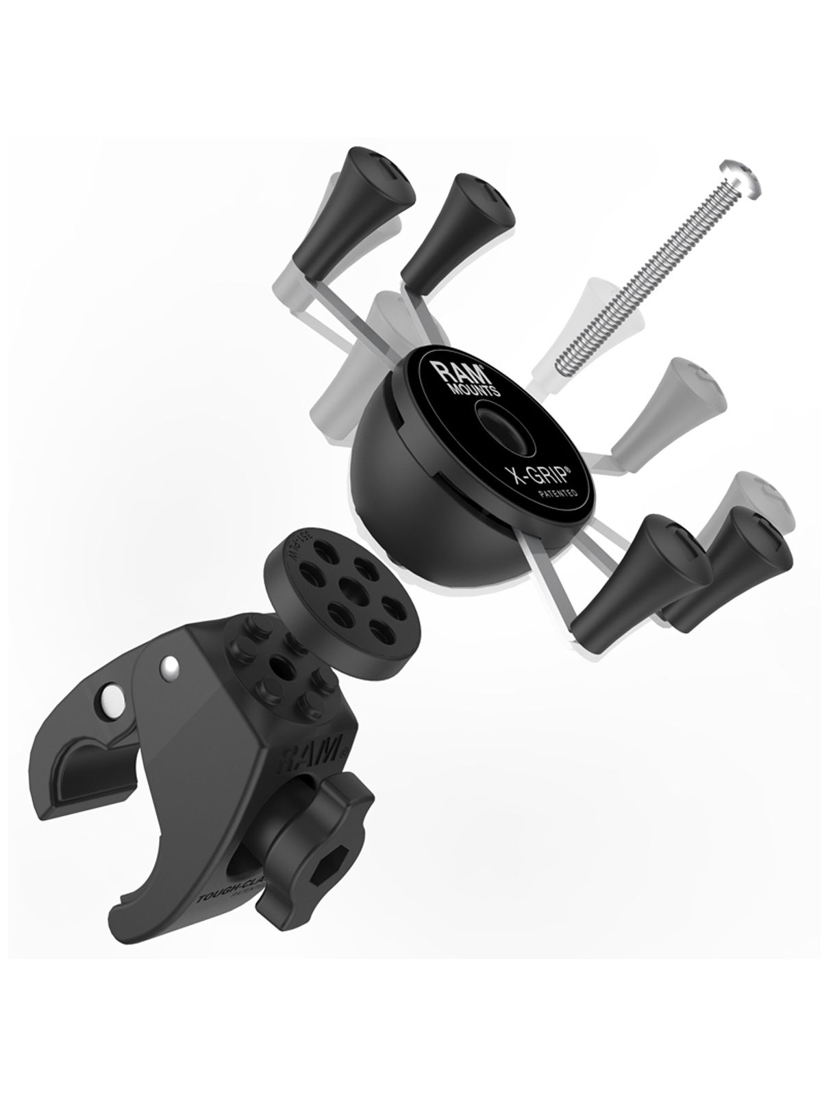 RAM Mounts X-Grip Klemm-Halterung für Smartphones - Bis 82,55 mm Breite - Tough-Claw Klein (Durchmesser 15,87 mm bis 28,95 mm) - Direktanbindung