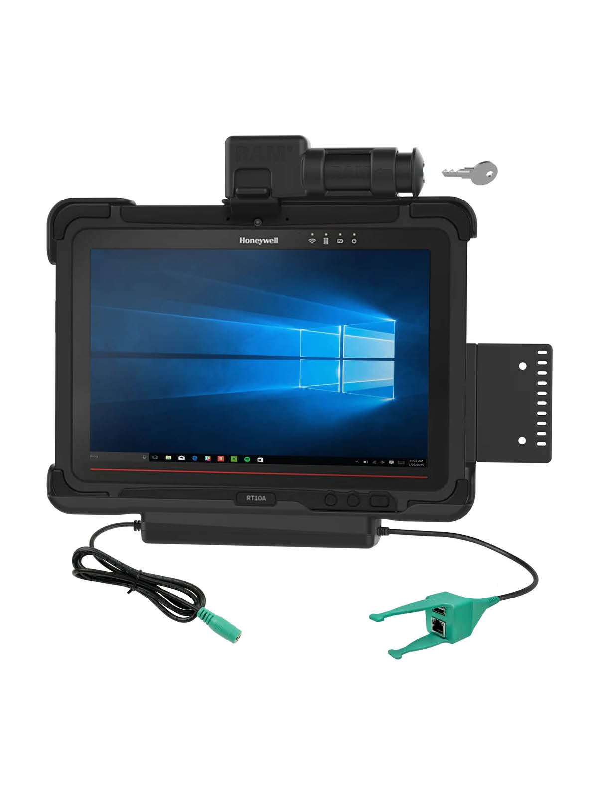 RAM Mounts Form-Fit Halteschale (Schlüsselverriegelung) für Honeywell RT10 Rugged Tablet - 5.5mm DC & USB-A/RJ45-Anschluss