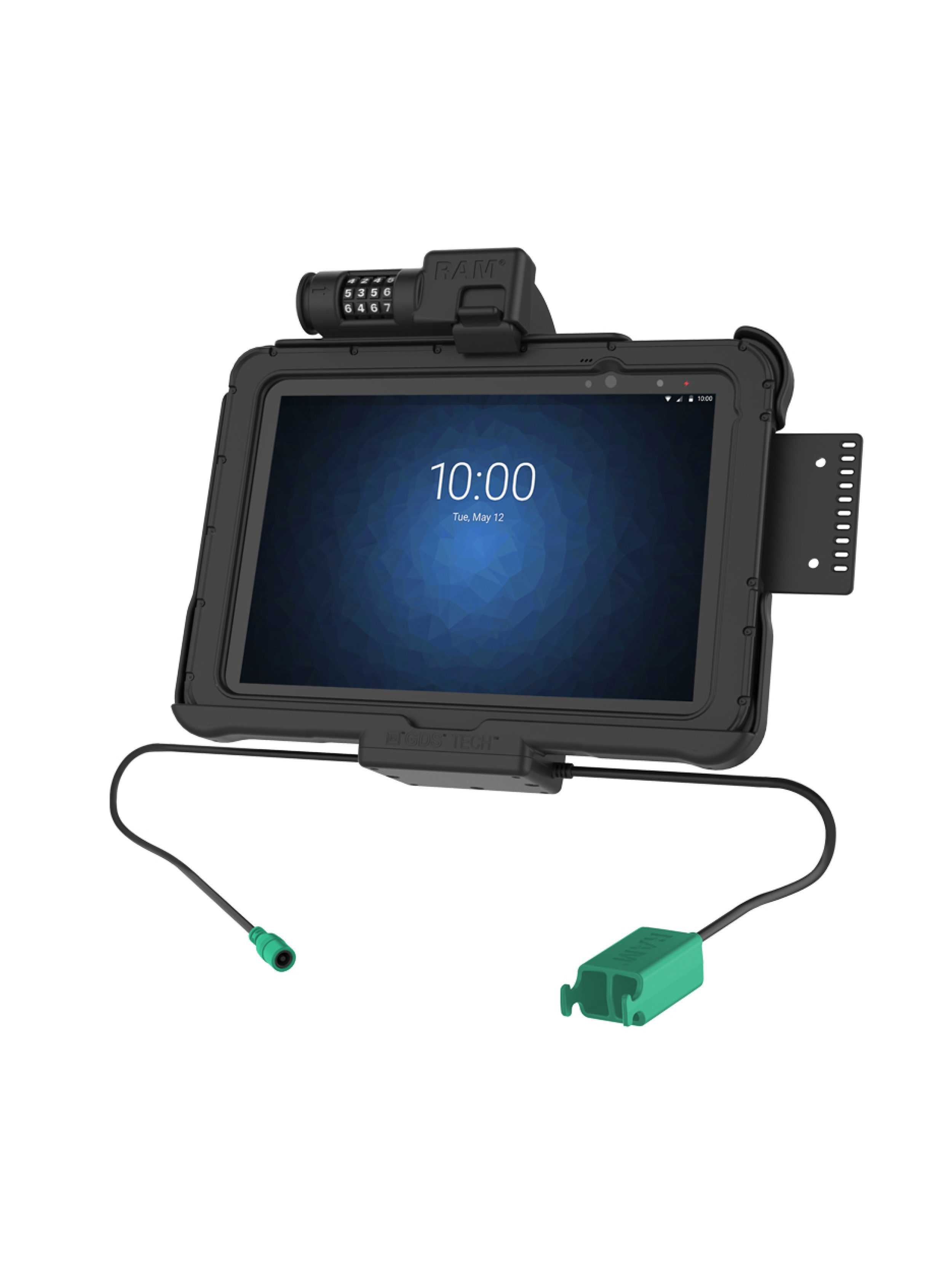 RAM Mounts Form-Fit Halteschale (Zahlenschloss) für Zebra ET5x (10.1“) Serie - In Rugged Boot - 5.5mm DC & Dual USB-A-Anschluss