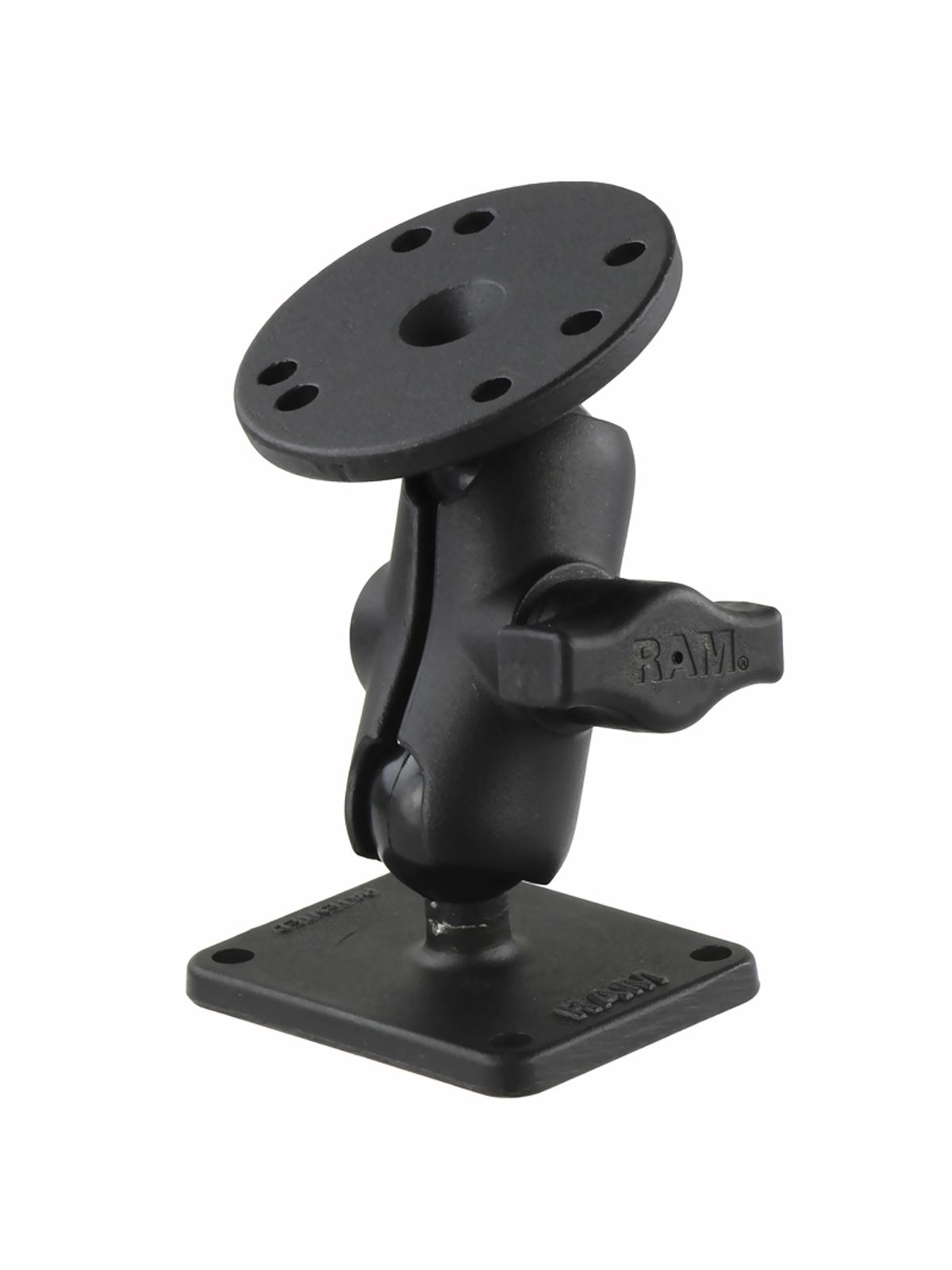 RAM Mounts Aufbau-Set - B-Kugel (1 Zoll) - Runde Basisplatte (AMPS) - Kurzer Verbindungsarm (ca. 61,46 mm) - Rechteckige Basisplatte (38,1 x 50,8 mm Lochmuster)