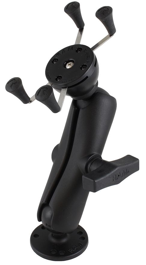 RAM Mounts X-Grip Aufbauhalterung für Smartphones - Bis 82,55 mm Breite - Mittlerer Verbindungsarm - Runde Basisplatte (AMPS) - C-Kugel (1,5 Zoll) - Schrauben-Set
