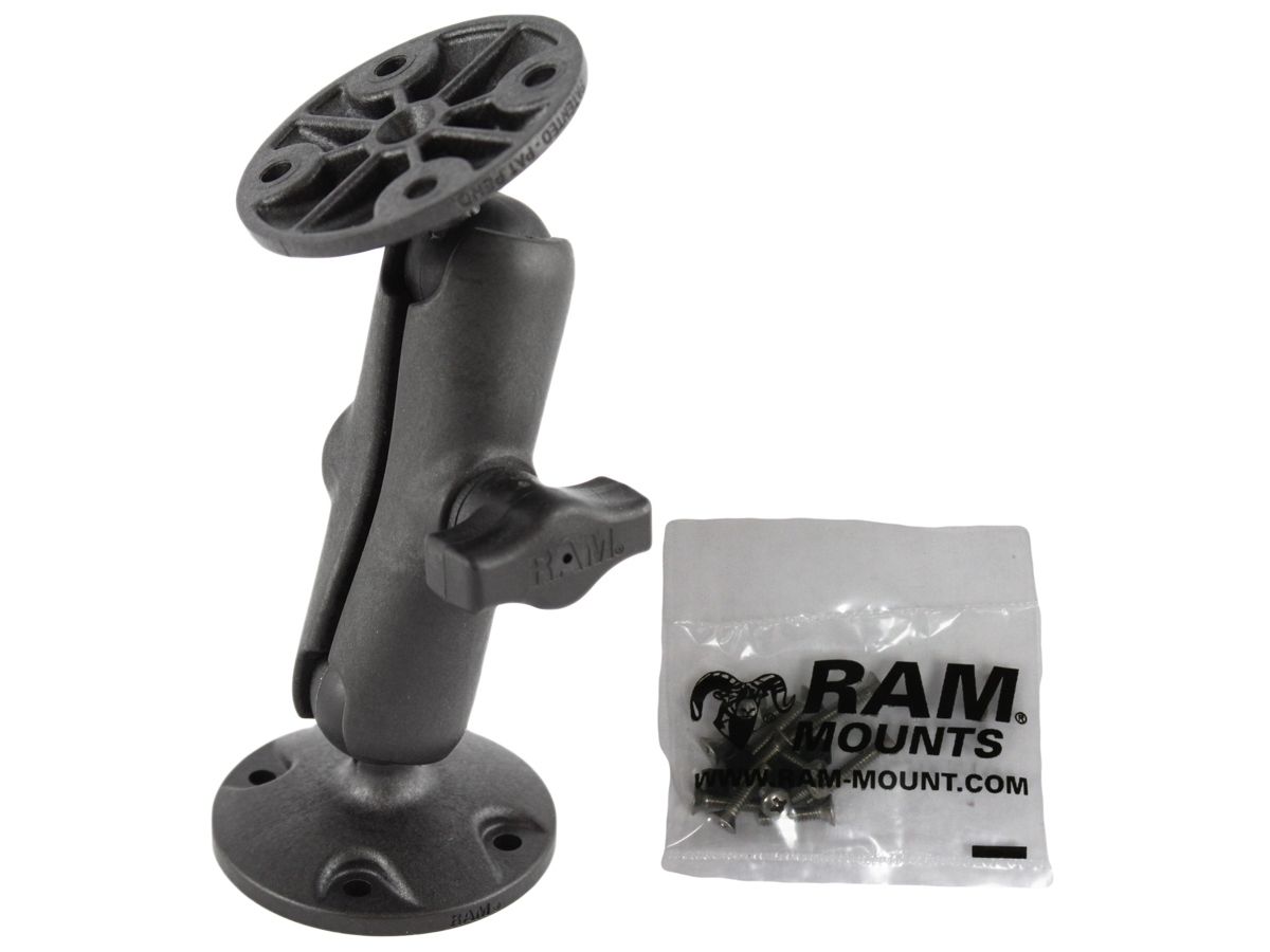 RAM Mounts Verbundstoff-Aufbau-Set - 2x runde Basisplatte, mittlerer Verbindungsarm, B-Kugel (1 Zoll), Schrauben-Set (Garmin), im Polybeutel