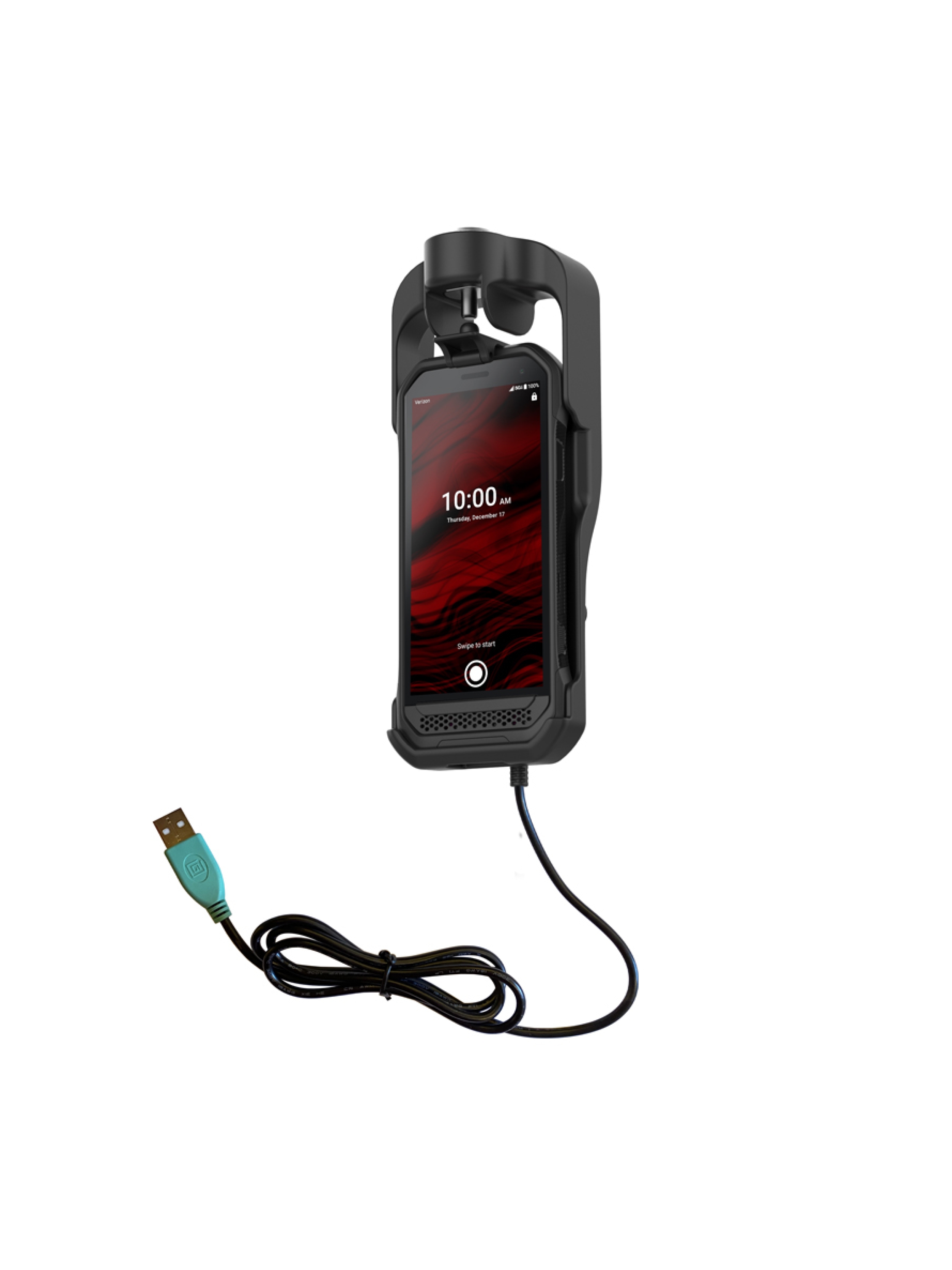 RAM Mounts EZ-Roll'r Form-Fit Halteschale für Kyocera DuraForce Ultra 5G E7110 (ohne Schutzhüllen) - abschließbar, Stromanbindung, USB-A, AMPS 2-Loch-Aufnahme, Schrauben-Set