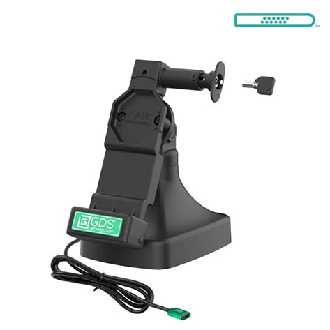 RAM Mounts GDS Uni-Conn Stand-Dockingstation (abschließbar) - Dreh- & Schwenkbar - USB-C-Anschluss - Pogo-Pads unten