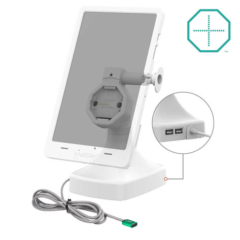 RAM Mounts GDS Uni-Conn Stand-Dockingstation - Dreh- & Schwenkbar - USB-C & Daten - Rückseitige Pogo-Pads - hellgrau