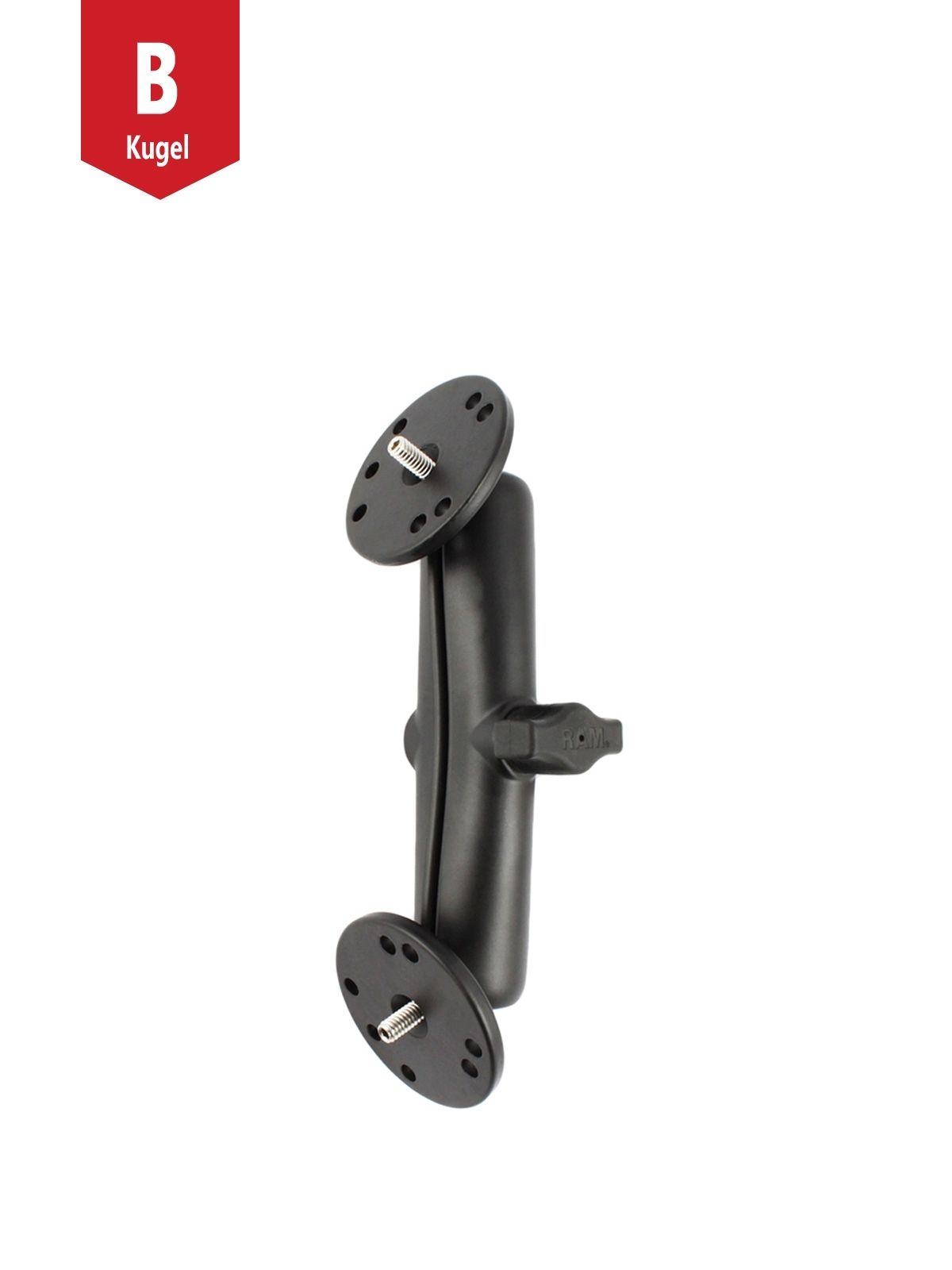 RAM Mounts Set - B-Kugel (1 Zoll), 2x runde Basisplatte mit 1/4"-20 Gewinde, langer