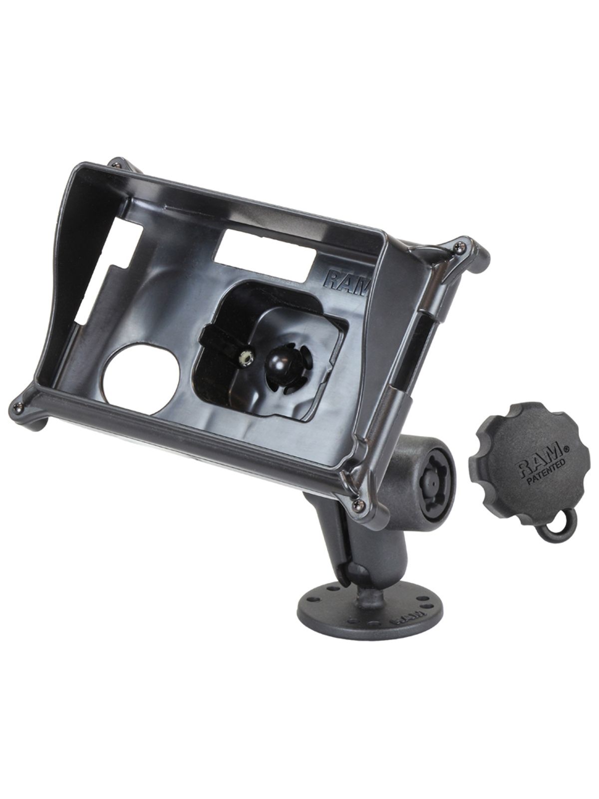 RAM Mounts Fahrzeug-Aufbauhalterung Garmin Fleet 660/670, Pin-Lock gesichert - B-Kugel (1 Zoll), runde Basisplatte (AMPS), mittlerer Verbindungsarm, Pin-Lock Sicherung