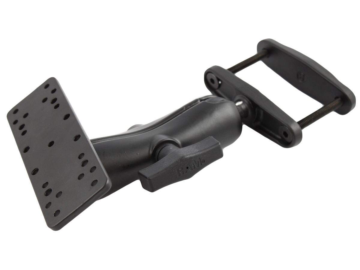 RAM Mounts Schraubklemmen-Set - Schraubklemme (bis 76 mm Breite), mittlerer Verbindungsarm, Universalplatte (div. Lochraster), C-Kugel (1,5 Zoll), im