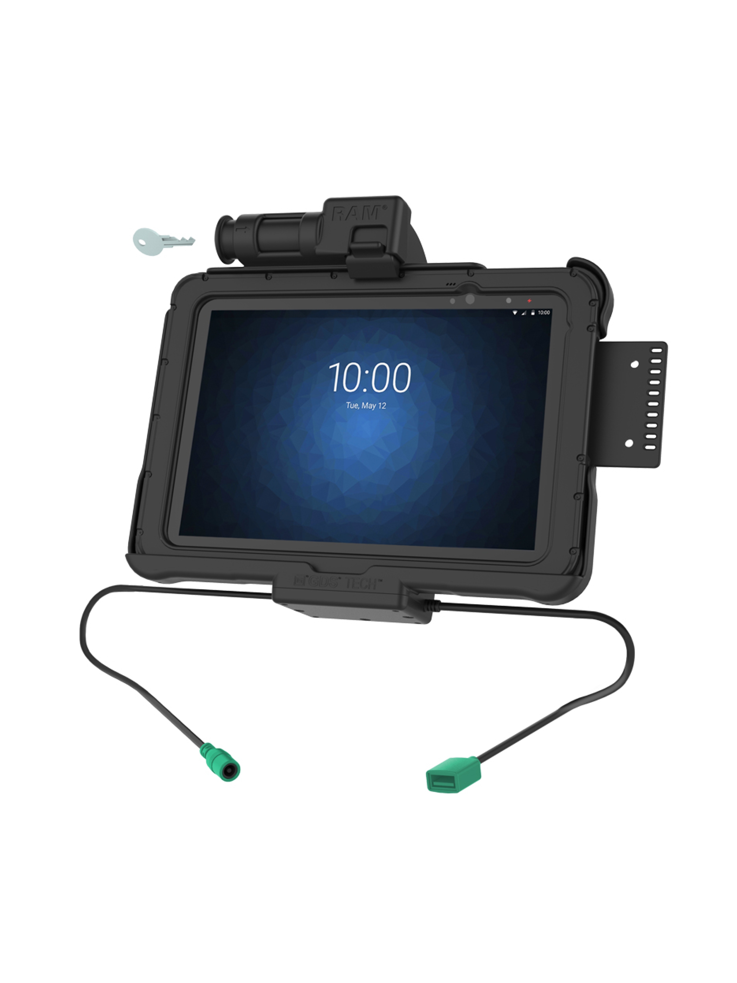RAM Mounts Form-Fit Halteschale (Schlüsselverriegelung) für Zebra ET5x 10.1“ Serie - mit Rugged Boot - 5.5mm DC & USB-A-Anschluss