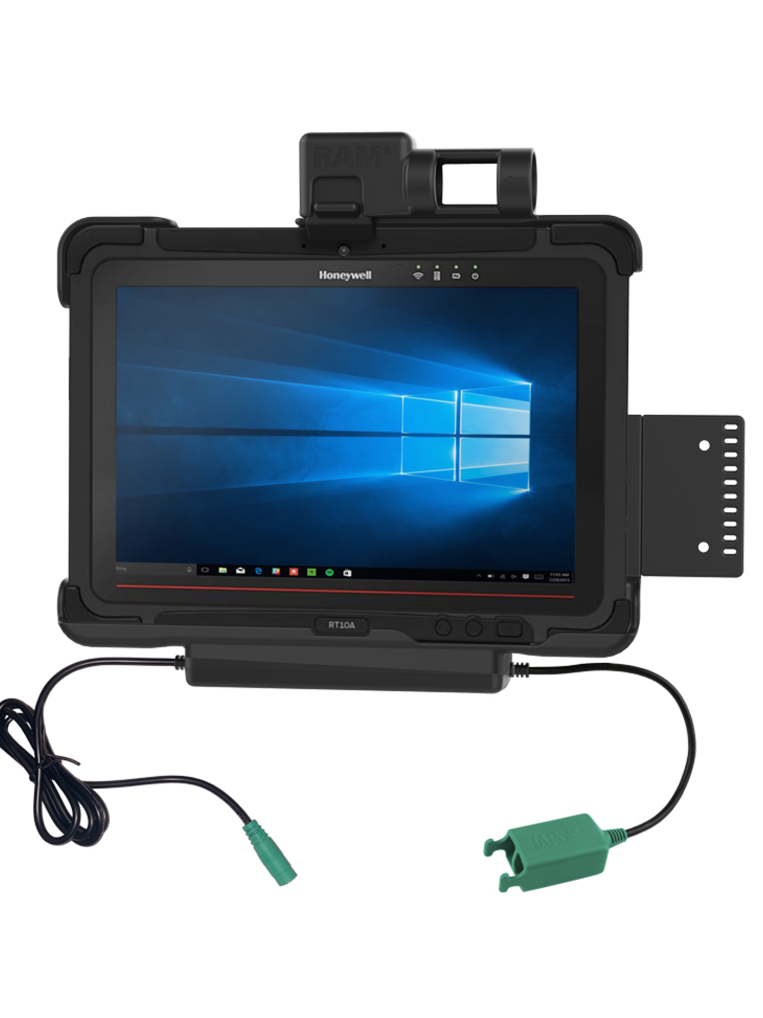 RAM Mounts Form-Fit Halteschale (Schnappverschluss) für Honeywell RT10 Rugged Tablet - 5.5mm DC & Dual USB-A-Anschluss