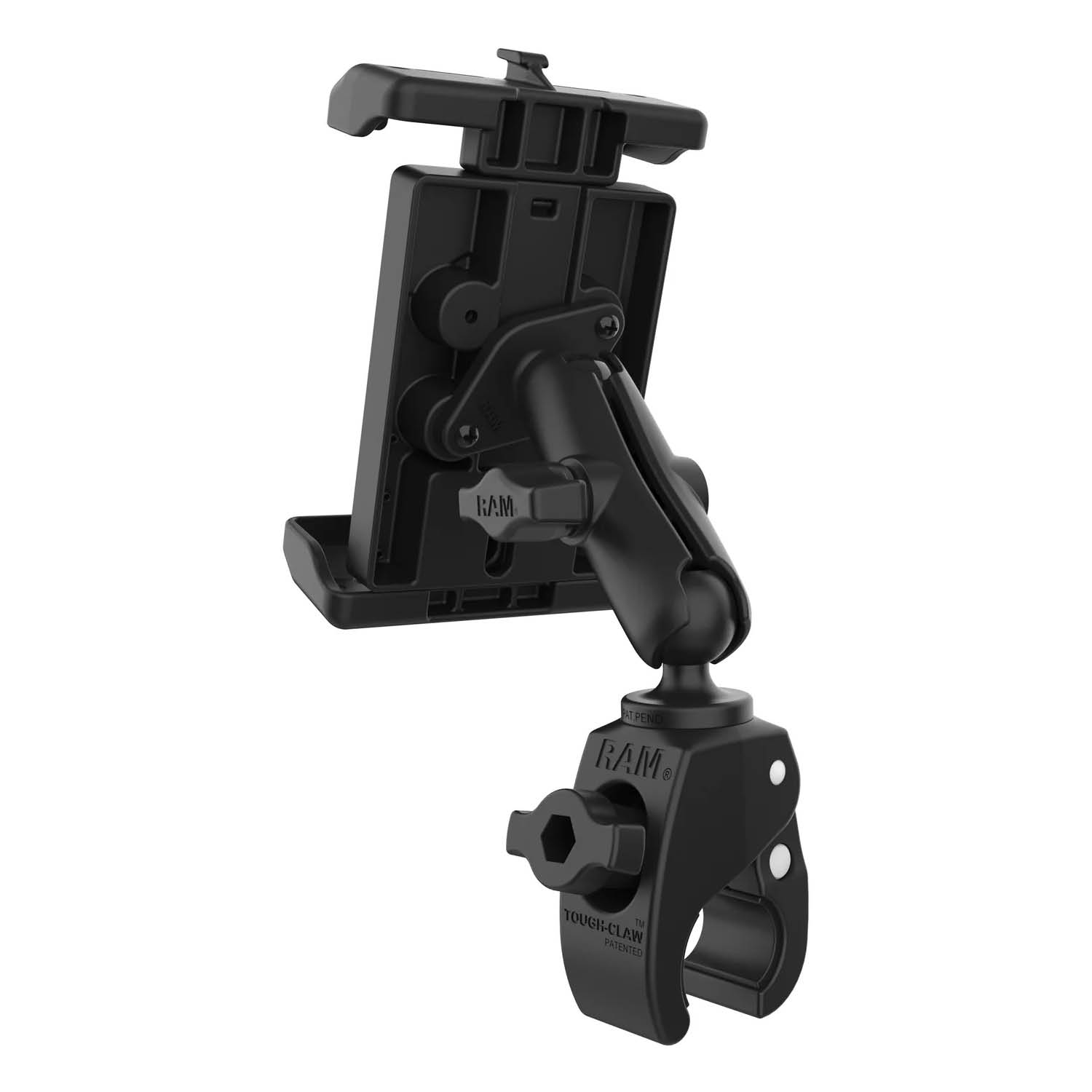 RAM Mounts Tough-Claw Halterung mit Quick-Grip Pro XL Universal-Halteschale - B-Kugel (1 Zoll), Tough-Claw klein (Durchmesser 15,9-29,0 mm)