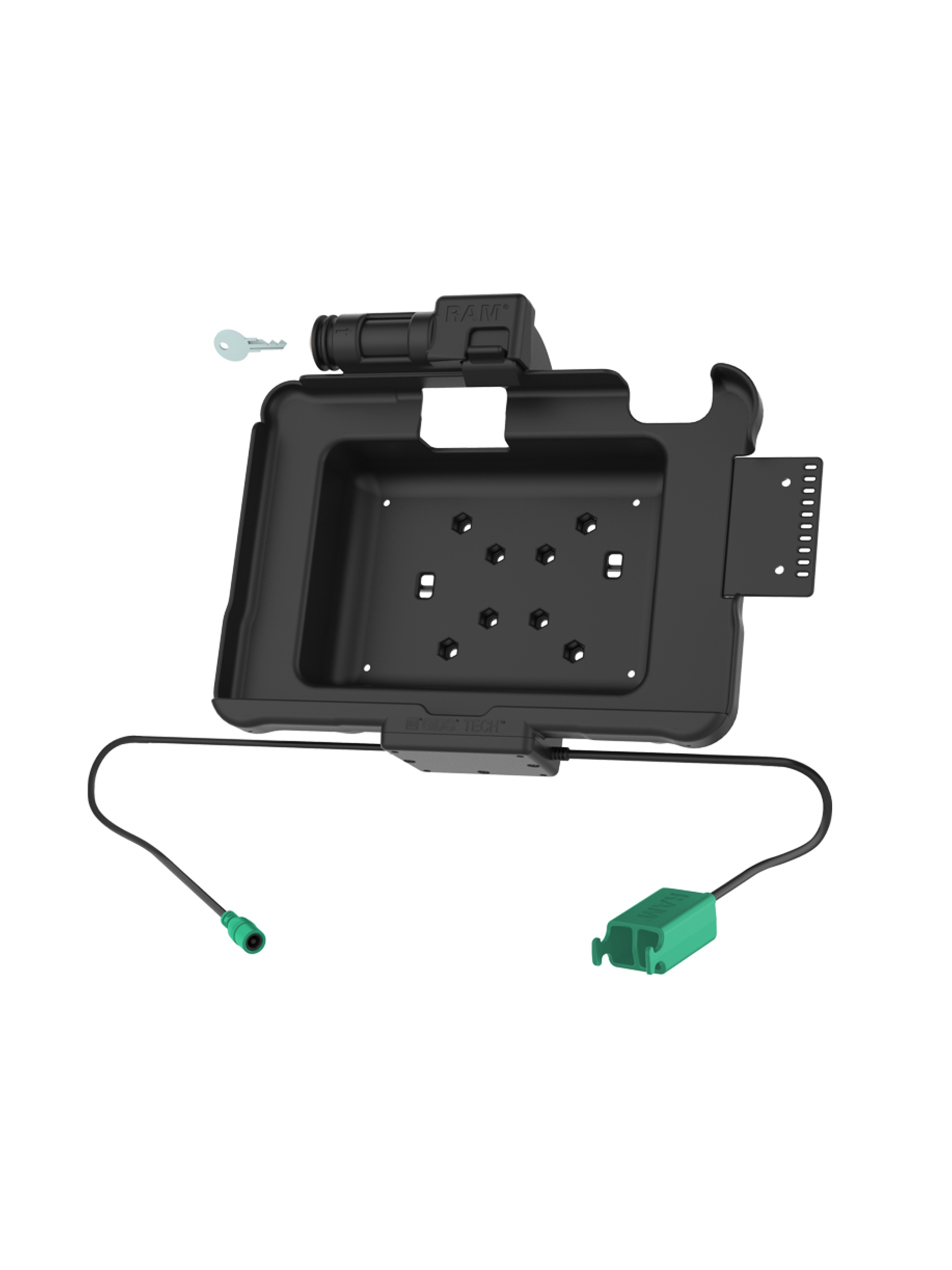 RAM Mounts Form-Fit Halteschale (Schlüsselverriegelung) für Zebra ET5x (10.1“) Serie - In Rugged Boot - 5.5mm DC & Dual USB-A-Anschluss