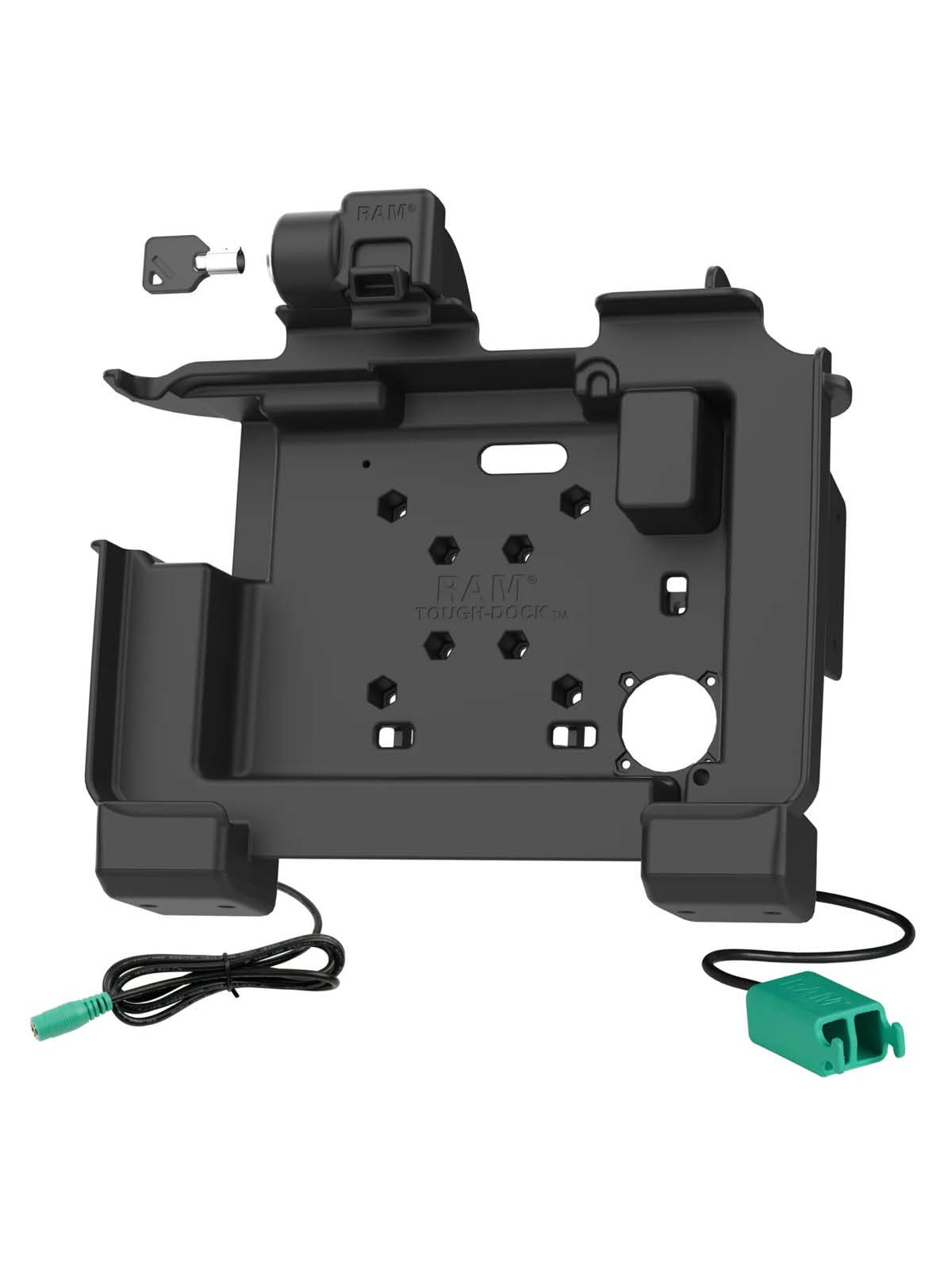 RAM Mounts Form-Fit Halteschale (Schlüsselverriegelung) für Zebra ET60 & ET65 Tablets - mit & ohne Tastatur - 5.5mm DC & Dual USB-A-Anschluss