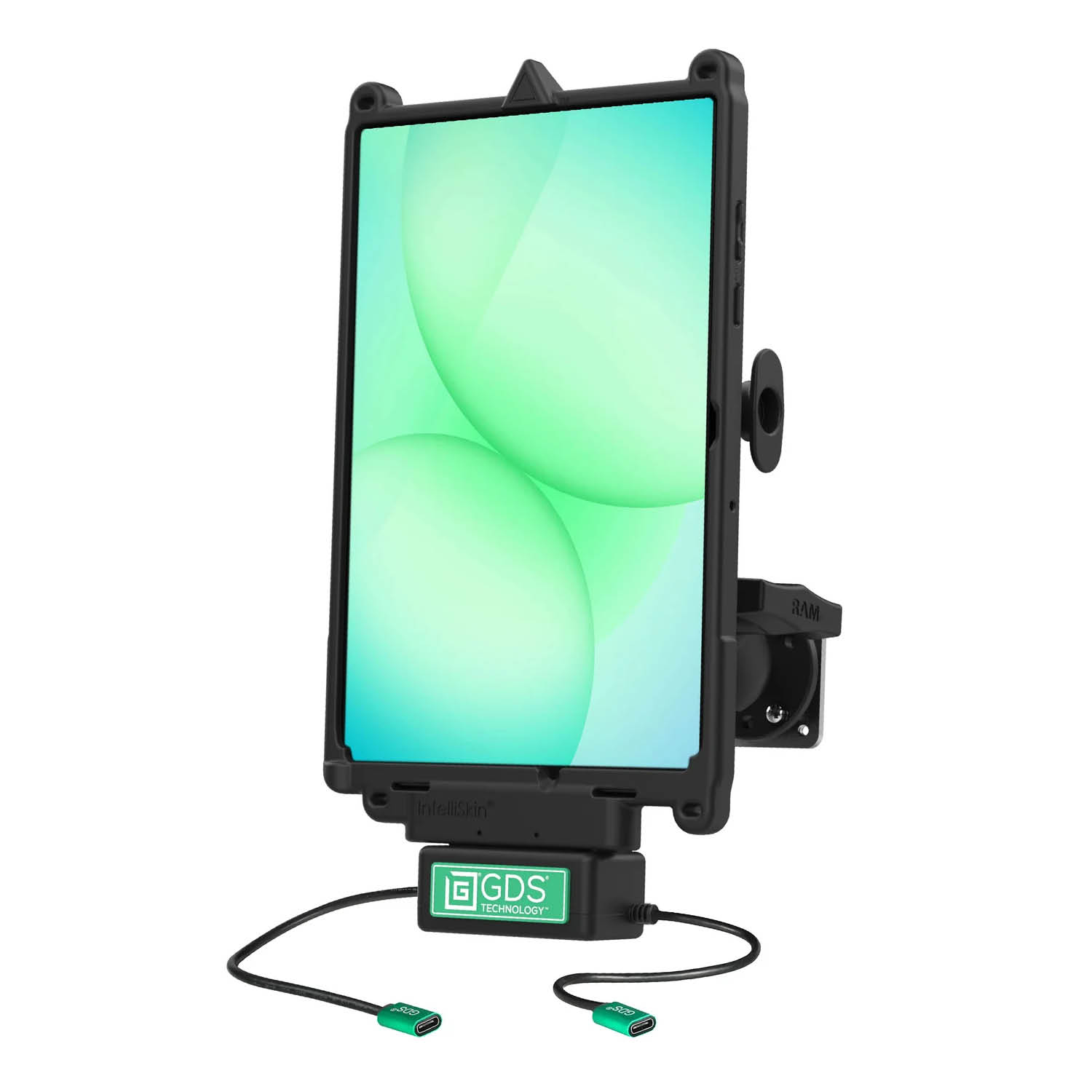 RAM Mounts GDS Uni-Conn™ Fahrzeug-Ladestation für Samsung Tab A11+ in IntelliSkin Schutzhülle - C-Kugel (1,5 Zoll) - 2 USB-C Anschlüsse