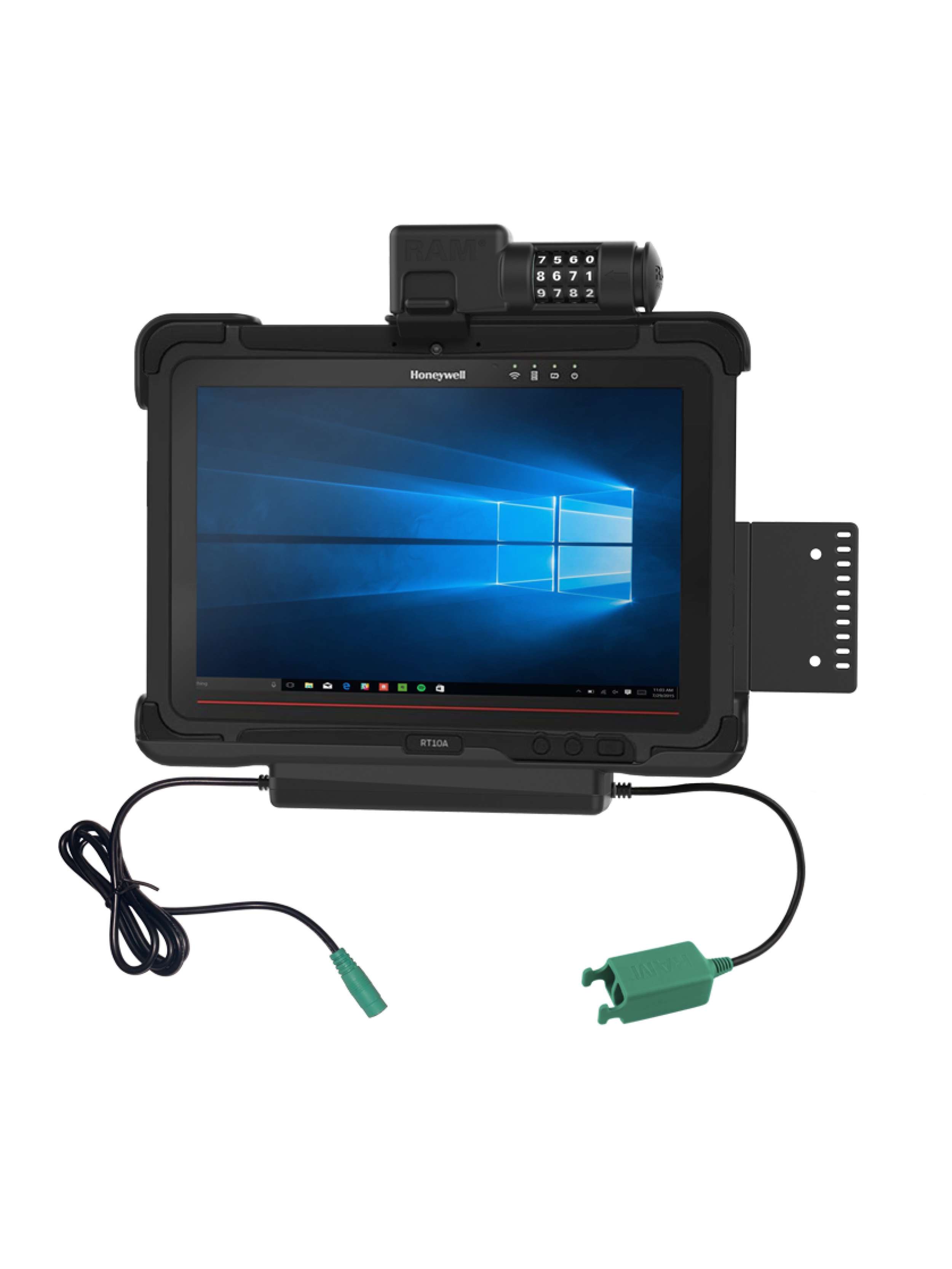 RAM Mounts Form-Fit Halteschale (Zahlenschloss) für Honeywell RT10 Rugged Tablet - 5.5mm DC & Dual USB-A-Anschluss