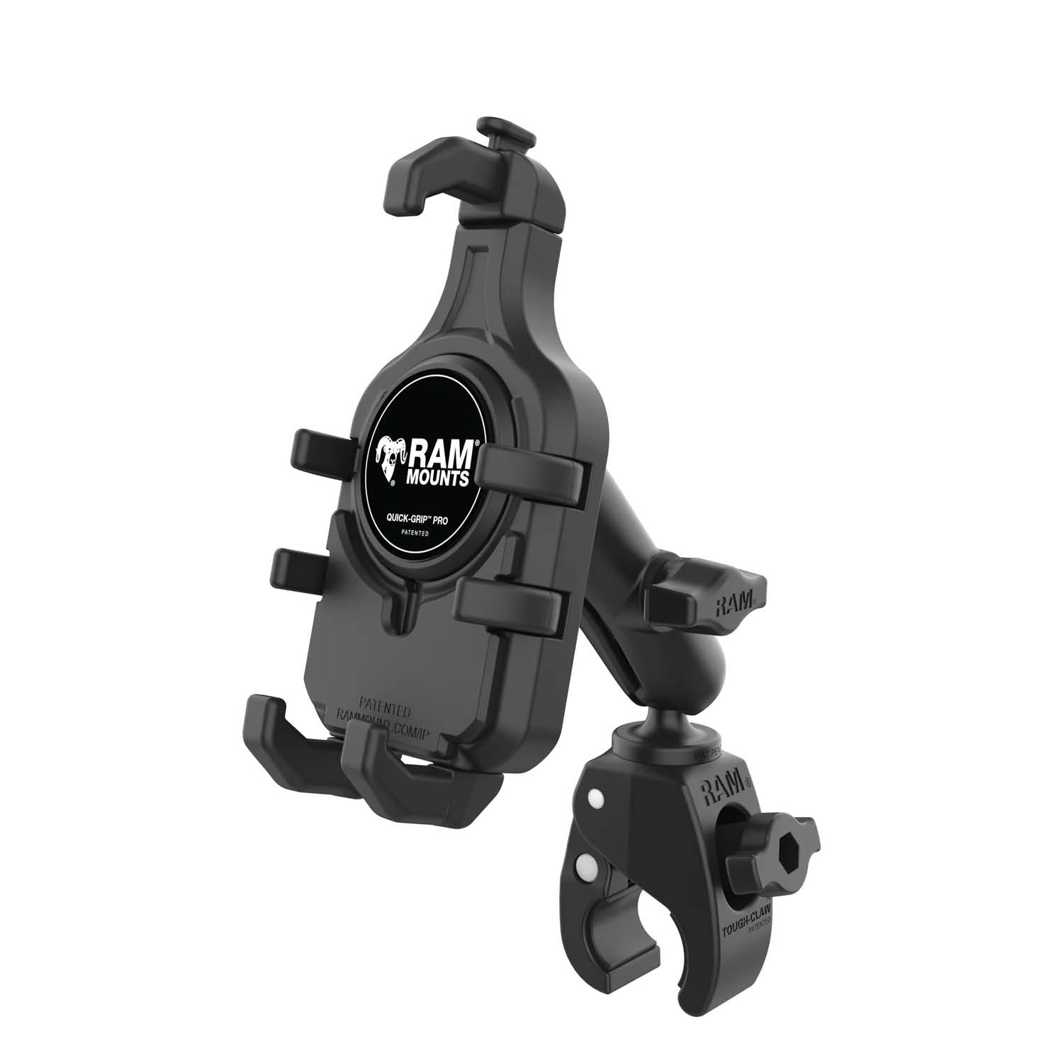 RAM Mounts Tough-Claw Halterung mit Quick-Grip Pro Universal-Halteschale - B-Kugel (1 Zoll), Tough-Claw klein (Durchmesser 15,9-29,0 mm)