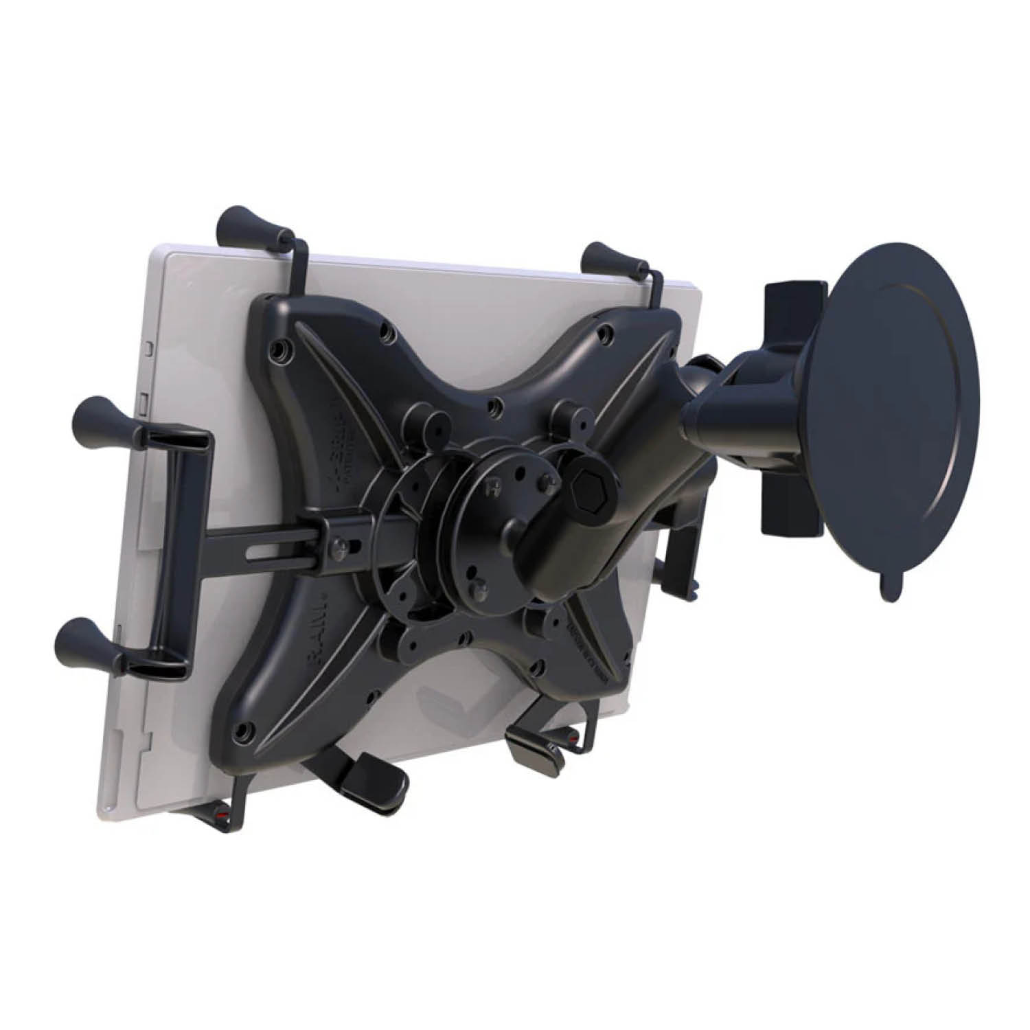 RAM Mounts X-Grip Saugfuß-Halterung für 12-13 Zoll Tablets - Runde Basiskugel - Mittlerer Verbindungsarm - Saugfuß mit Trapez-Basiskugel - B-Kugel (1 Zoll) - Schrauben-Set