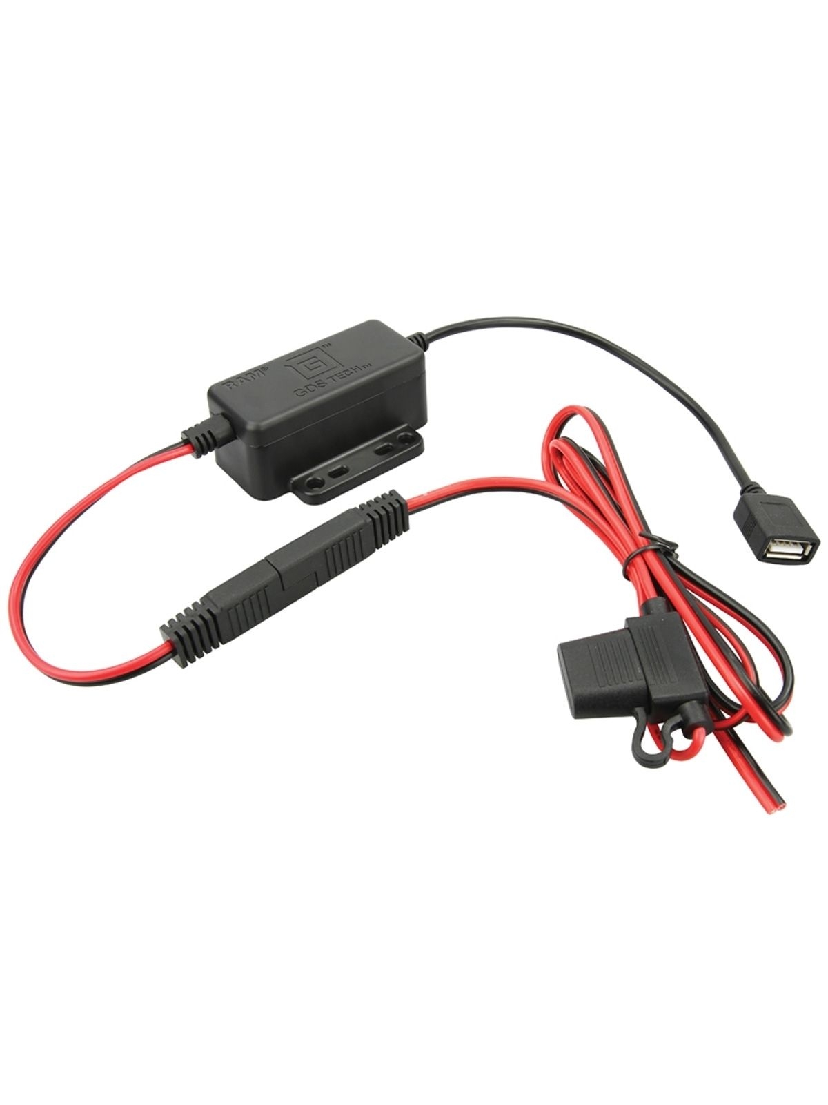 RAM Mounts GDS Strom-Modul - SAE/offene Enden, 10-30V DC Eingang, 5-9V DC Ausgang, USB-A (weiblich) 