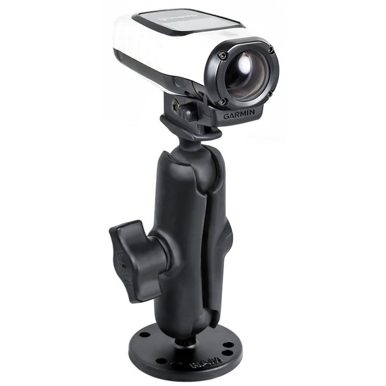 RAM Mounts Aufbau-Halterung Garmin VIRB - B-Kugel (1 Zoll), runde Basisplatte (AMPS), mittlerer Verbindungsarm, VIRB-Adapter