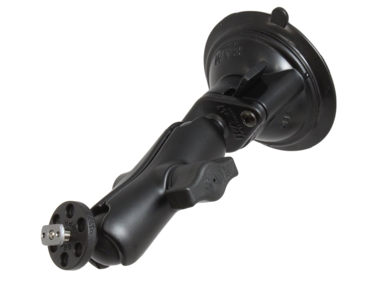 RAM Mounts Saugfuss-Set mit T-Slot-Anbindung - Diamond-Basisplatte (Trapez), mittlerer Verbindungsarm, Kugel mit T-Slot, B-Kugel (1 Zoll), im Polybeut