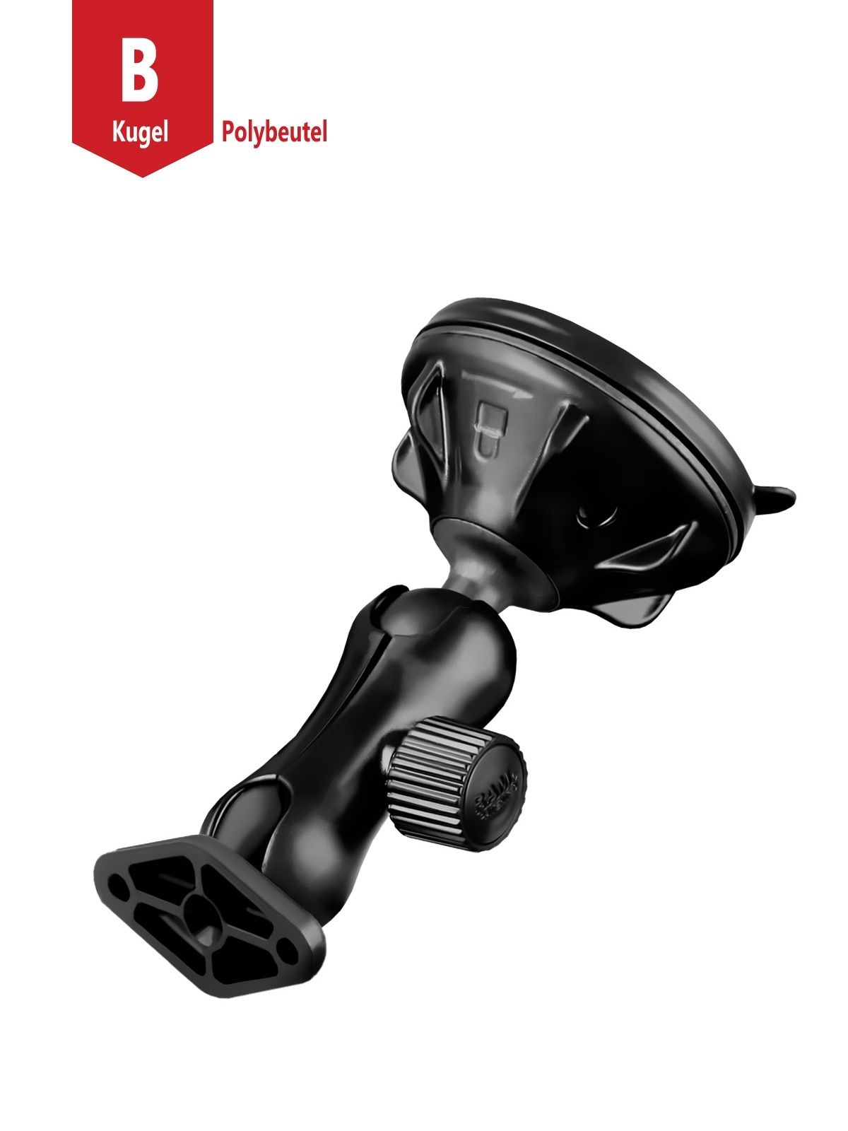 RAM Mounts Verbundstoff Saugfuss-Set mit Diamond-Anbindung - kurzer Verbindungsarm (ca. 50 mm), Diamond-Basisplatte (Trapez), B-Kugel (1 Zoll), im Pol