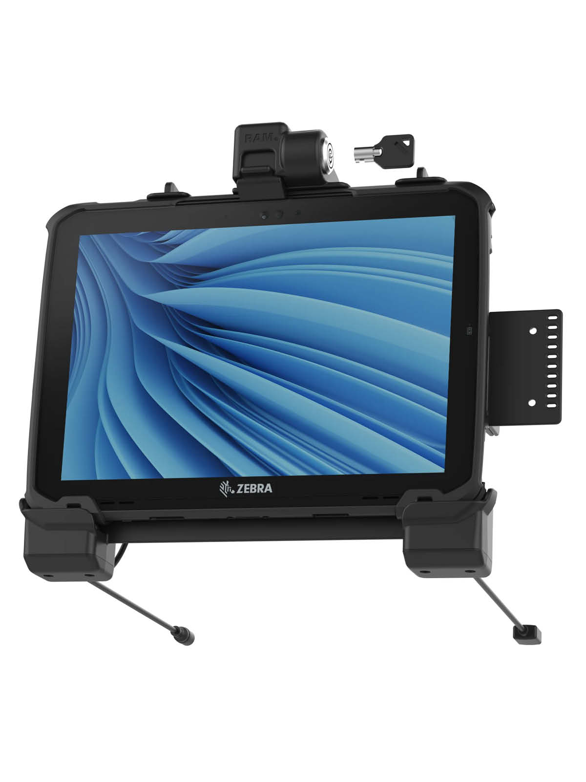 RAM Mounts Form-Fit Halteschale (Schlüsselverriegelung) für Zebra ET80 & ET85 2-in-1 Tablets - mit & ohne Rugged Boot und Tastatur - 5.5mm DC & USB-A-Anschluss
