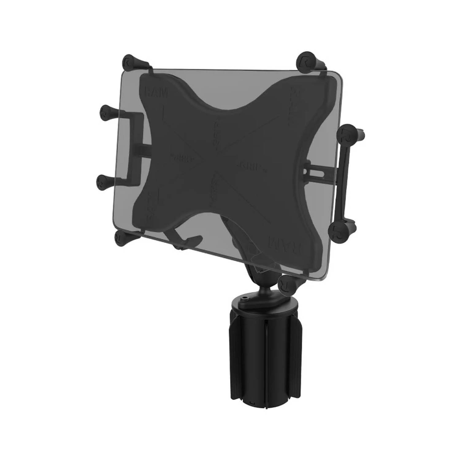 RAM Mounts X-Grip Fahrzeug-Halterung für 9-11 Zoll Tablets (Verbundstoff) - Mittlerer Verbindungsarm - Getränkehalter Basis (Durchmesser 65,27 mm bis 88,9 mm) - B-Kugel (1 Zoll)