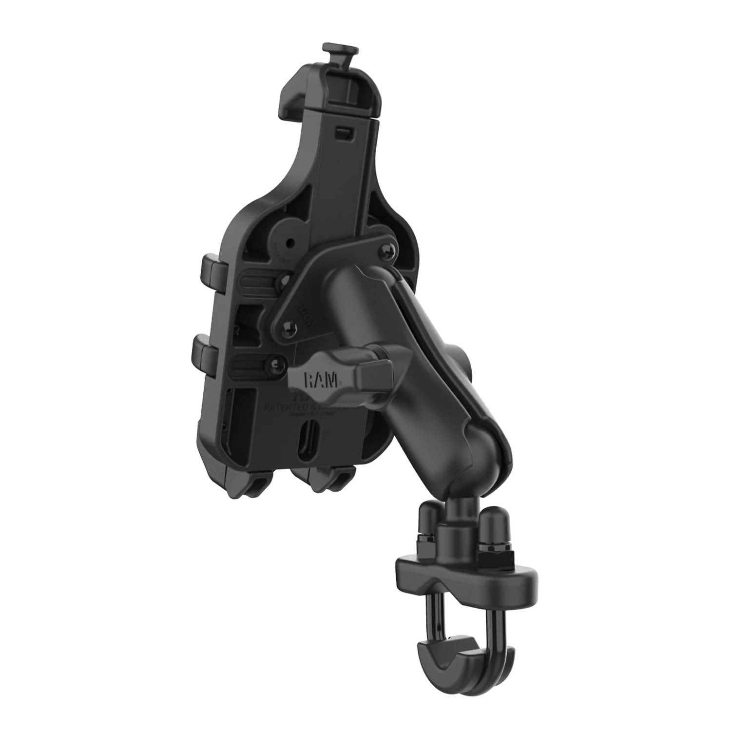 RAM Mounts Quick-Grip Pro Lenker- & Rundrohr-Set inkl. Qi2 15 W Wireless Charger - B-Kugel (1 Zoll), mittlerer Verbindungsarm (ca. 95 mm), für Durchmesser 12,7-31,8 mm