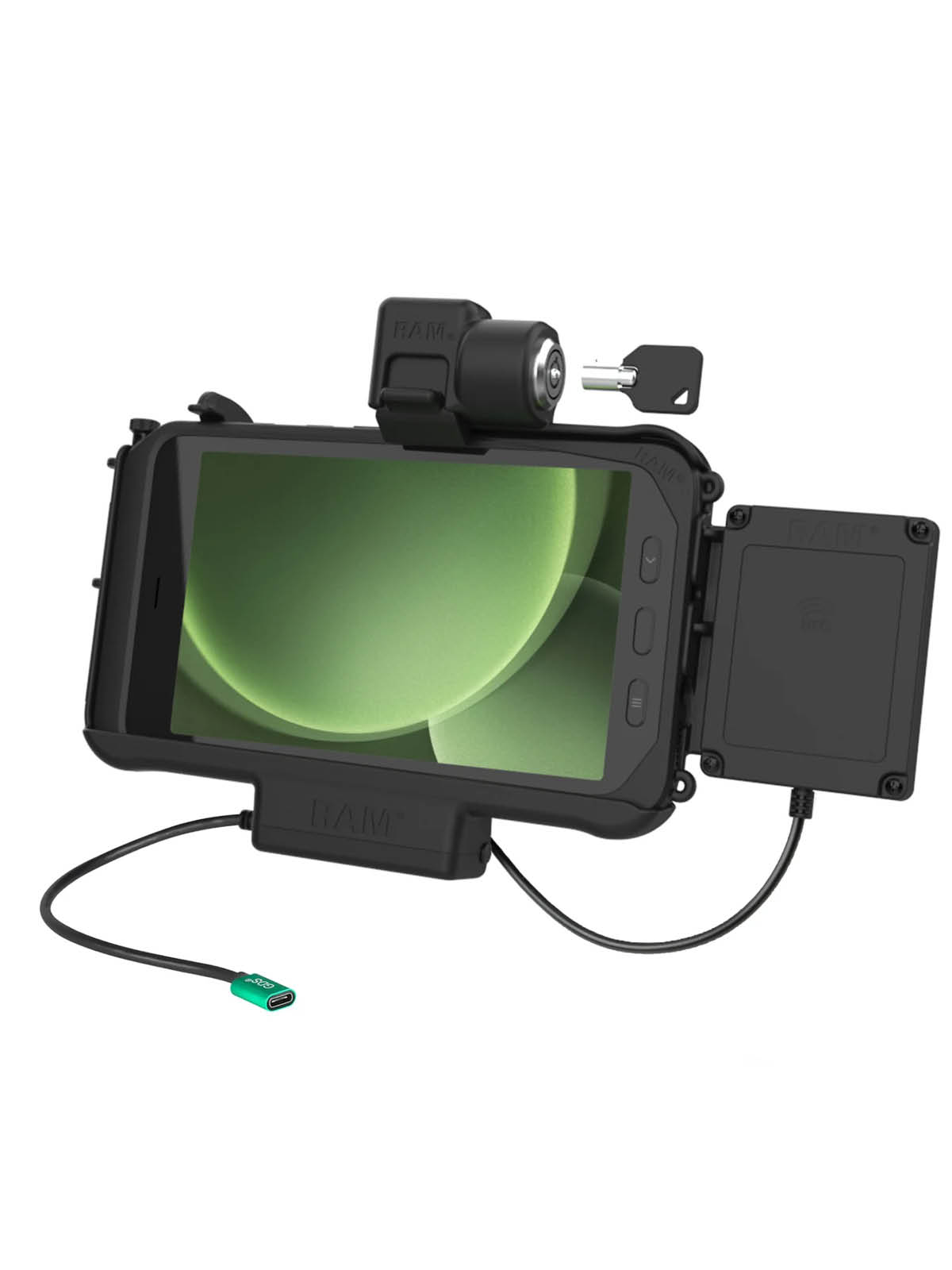 RAM Mounts Form-Fit Halteschale (Schlüsselverriegelung) für Samsung Tab Active3 & Active5 - In OEM/RAM Schutzhülle - USB-C-Anschluss - NFC Extender