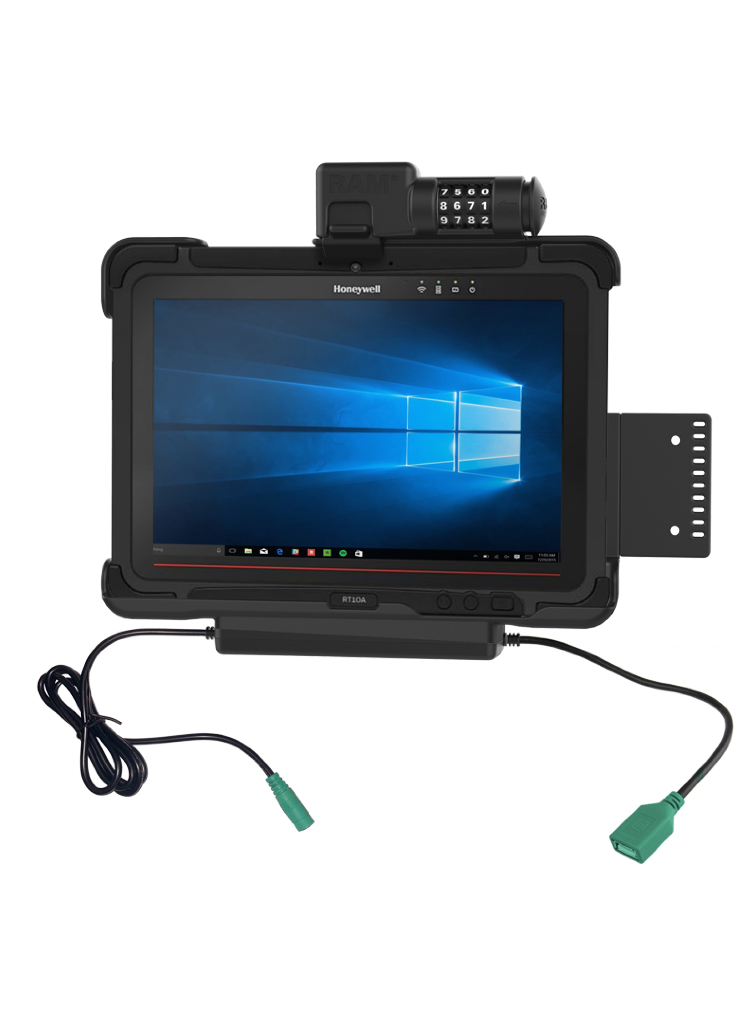 RAM Mounts Form-Fit Halteschale (Zahlenschloss) für Honeywell RT10 Rugged Tablet - 5.5mm DC & USB-A-Anschluss
