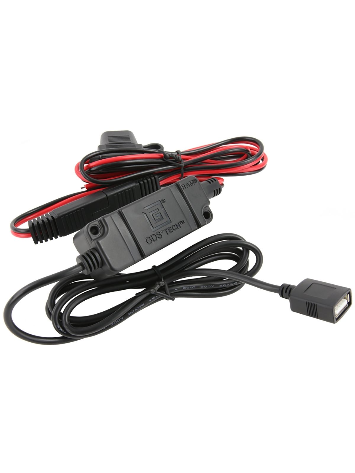 RAM Mounts Strom Modul - SAE/offene Enden (Bike), 8-18V DC Eingang, 5V-9V DC Ausgang, USB-A (weiblich)