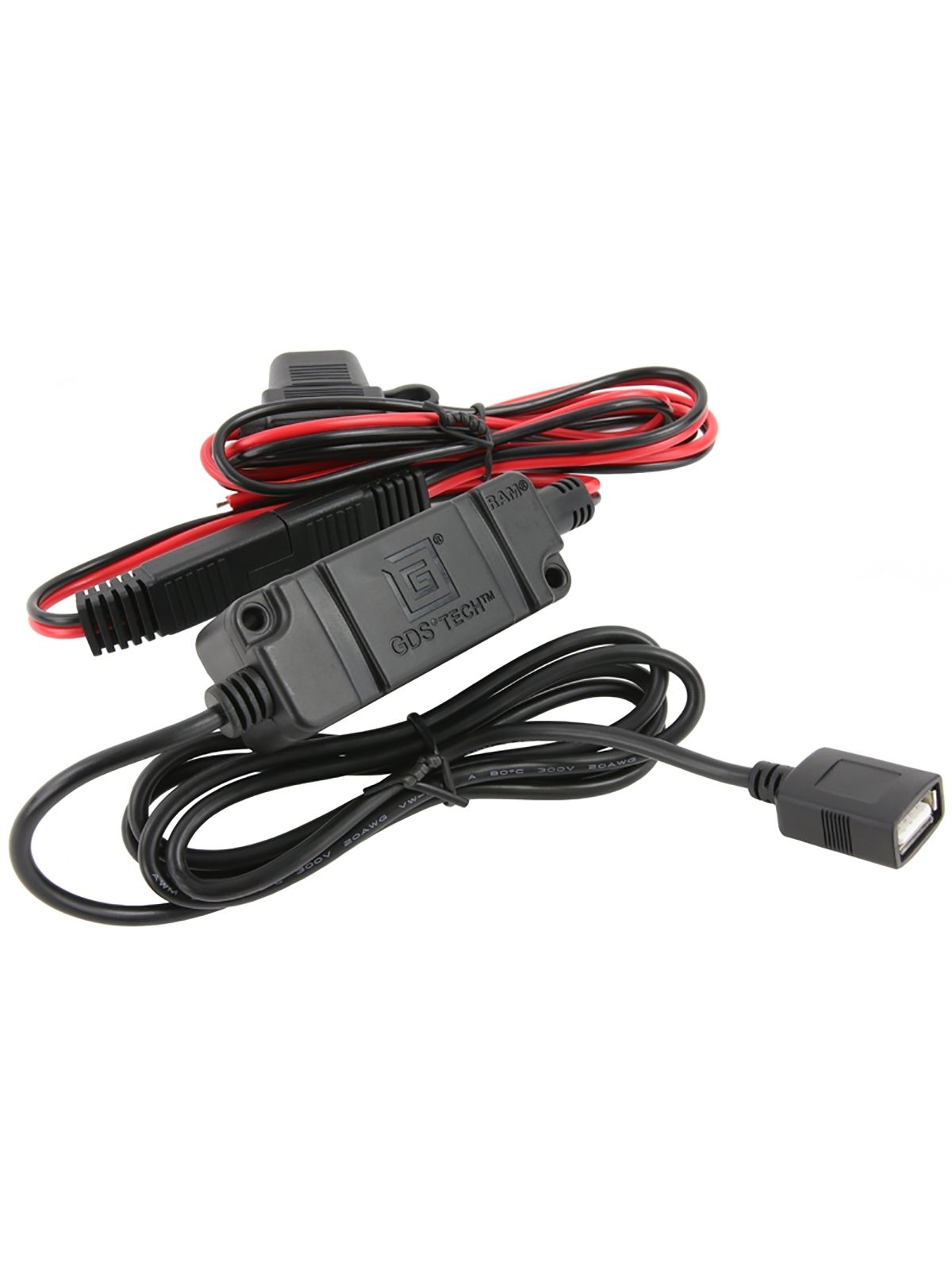 RAM Mounts Ladekabel mit offenen Enden u. USB-Buchse - 8-18 V DC Eingang, 5-9 V DC Ausgang (USB)