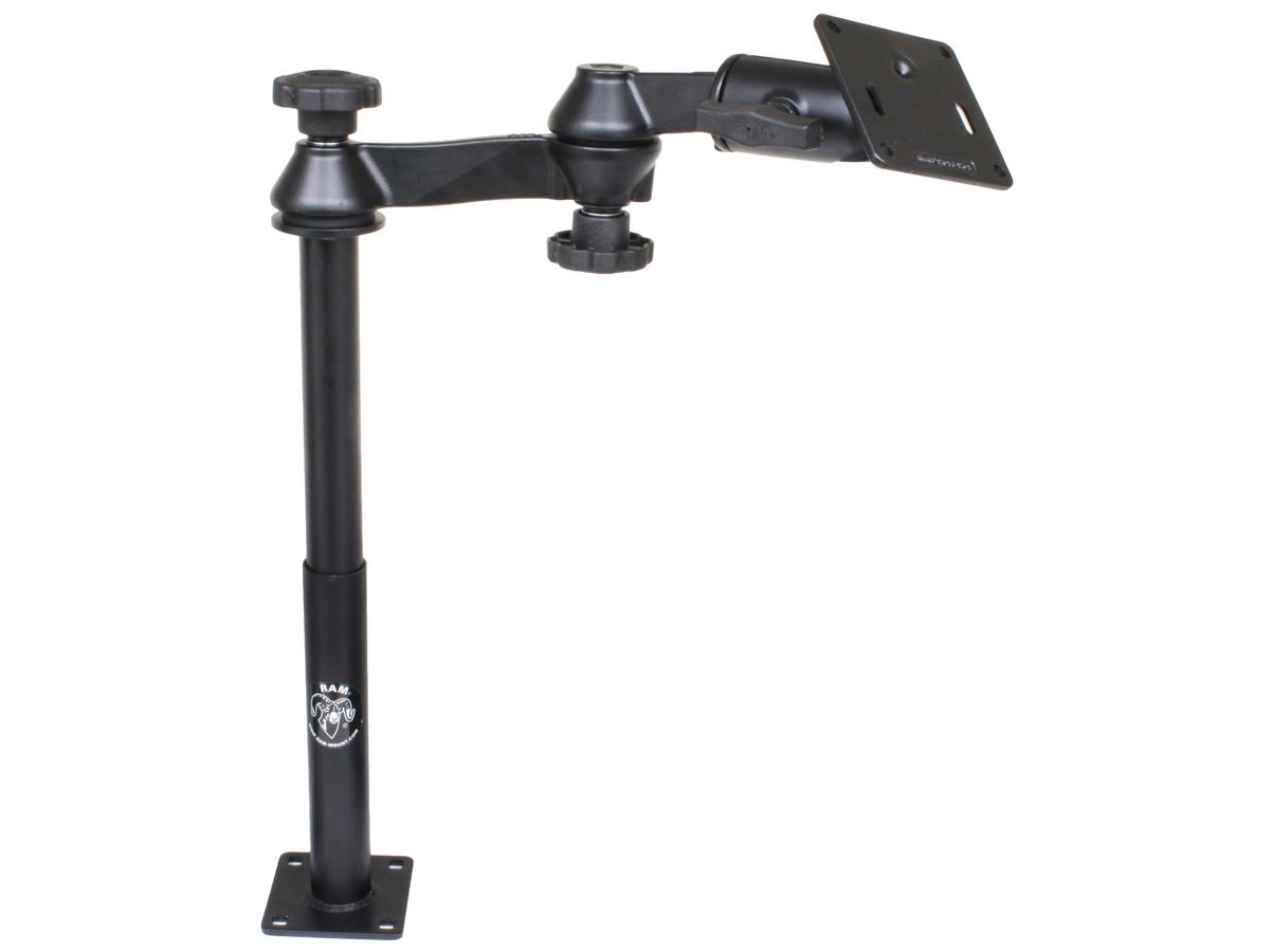 RAM Mounts Doppel-Schwenkarm mit Tele-Pole (ca. 300 mm) und Basis (ca. 225 mm) - Octagon-Verbindungsarm, VESA-Platte (75 x75 mm Lochraster), C-Kugel (1,5 Zoll)