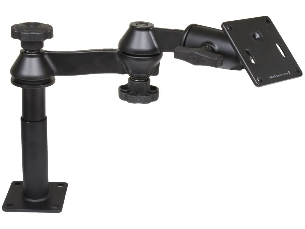 RAM MOUNTS Doppel-Schwenkarm mit 10,2 cm Einschubstab, 12,7 cm Bodensockel und 1,5 Zoll C-Kugel VESA-Platte
