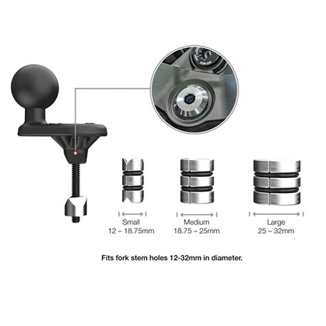 RAM Mounts Motorrad-Basisbefestigung Lenkerkopf - B-Kugel (1 Zoll), für Innendurchmesser 12-32mm