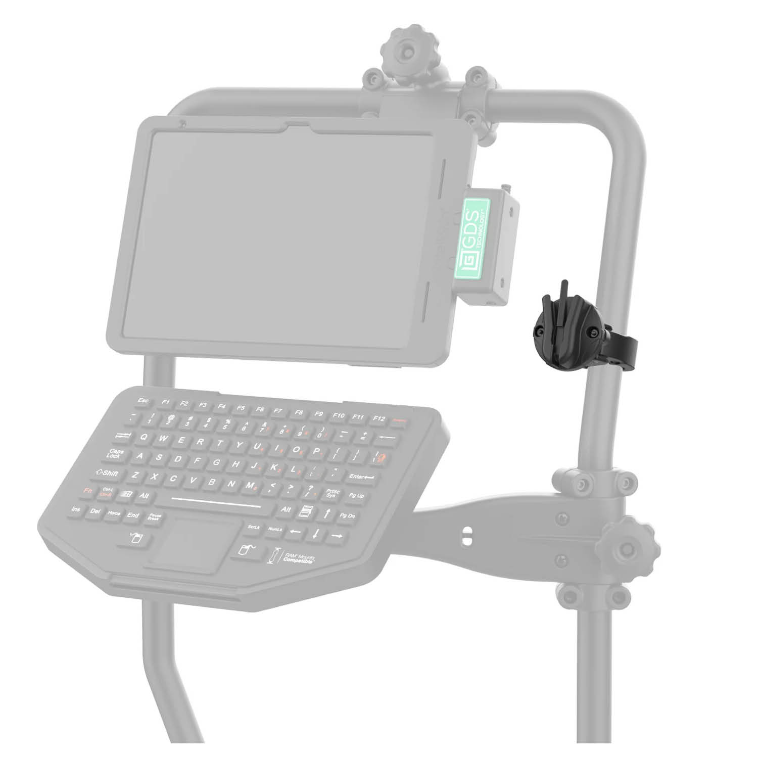 RAM Mounts Tough-Claw (klein) mit montiertem Mikrofon-Adapter - Durchmesser 15,9-29,0 mm, Tough-Bar geeignet
