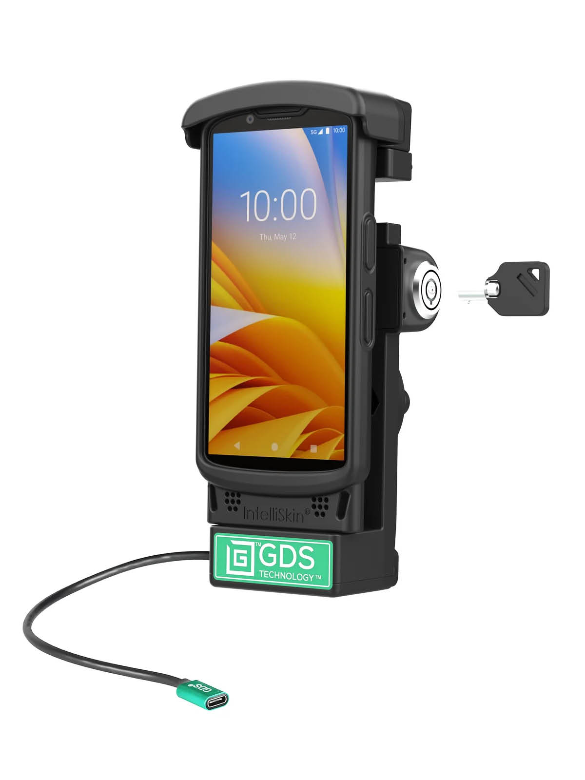 RAM Mounts GDS Halteschale (Schlüsselverriegelung) für Zebra TC2x & TC5x Serie in IntelliSkin Schutzhülle - USB-C-Anschluss
