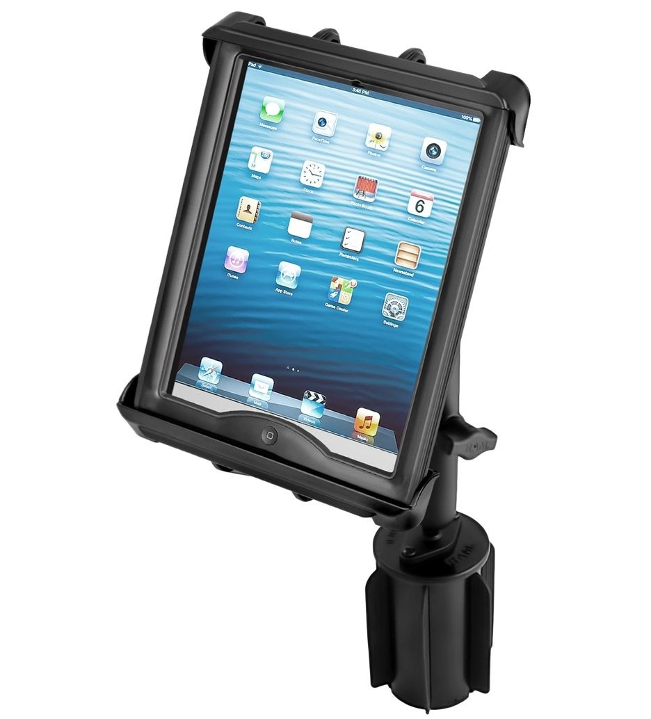 RAM Mounts RAM-A-CAN II Universal Verbundstoff-Halterung für Tablets (10 Zoll) - für Fahrzeug-Getränkehalter, Basis mit Gummilippen, langer Verbindungsarm, Tab-Tite Halteschale