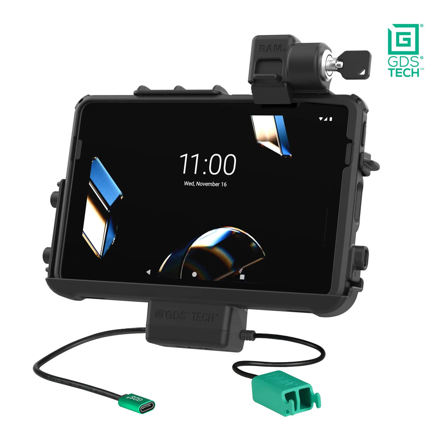 RAM Mounts GDS Thin-Dock (Key-locking) for Zebra ET401 & ET4x (10") Tablets in IntelliSkin protective sleeve - USB-C & Dual USB-A Connector