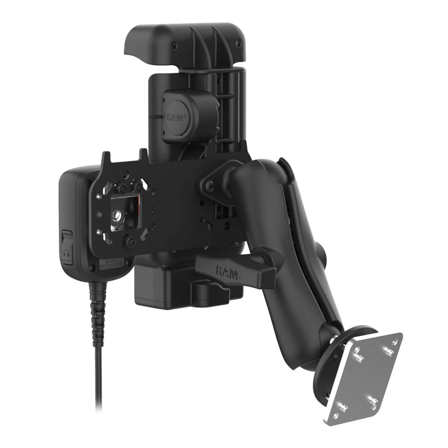 RAM Mounts GDS PTT Speaker Mic Kit (Kodiak) Bundle for Samsung XCover7 Pro & XCover6 Pro in IntelliSkin Protective Sleeve - USB-C Connector - Mounting-Kit