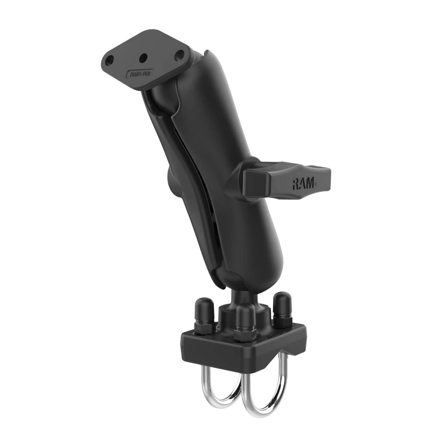 RAM Mounts Set für Lenker/Rohre - C-Kugel (1,5 Zoll), Doppel-Rohrschelle (25,4-31,75 mm), mittlerer Verbindungsarm, Diamond-Basisplatte (2-Loch AMPS)