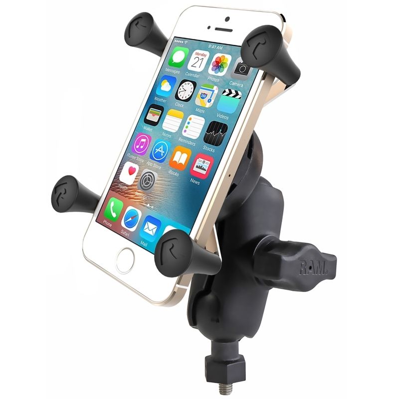 RAM Mounts X-Grip Motorrad-Halterung für Smartphones - Bis 82,55 mm Breite - Kurzer Verbindungsarm - Tough-Ball Basis mit Gewindestift (M6-1 x 6 mm) - B-Kugel (1 Zoll)